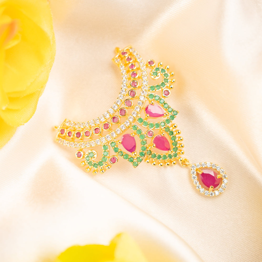 Handmade Chandrakala Necklace - Designer Laddu Gopal Dress, Kanha Ji Poshak & Bal Gopal Dress for Janmashtami Festival - Fancy Krishna Ji Dress