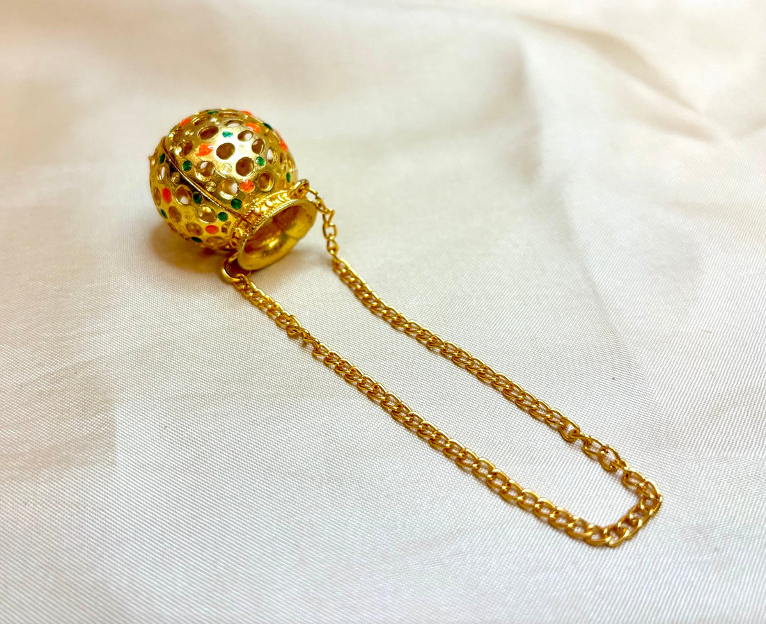 Handmade Metal Decorated Matki with Hanging String for Laddu Gopal Ji - Perfect for Janmashtami, Bal Gopal Dress, and Kanha Ji Poshak