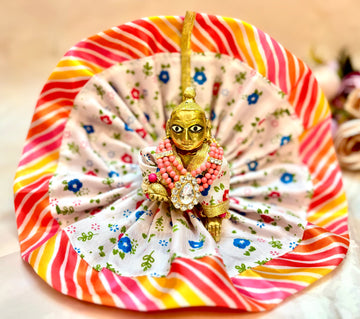 Handmade Pink Leheriya Laddu Gopal Dress - Designer Kanha Ji Poshak for Janmashtami, Fancy Bal Gopal Dress, Krishna Ji Outfit (Pack of 1)