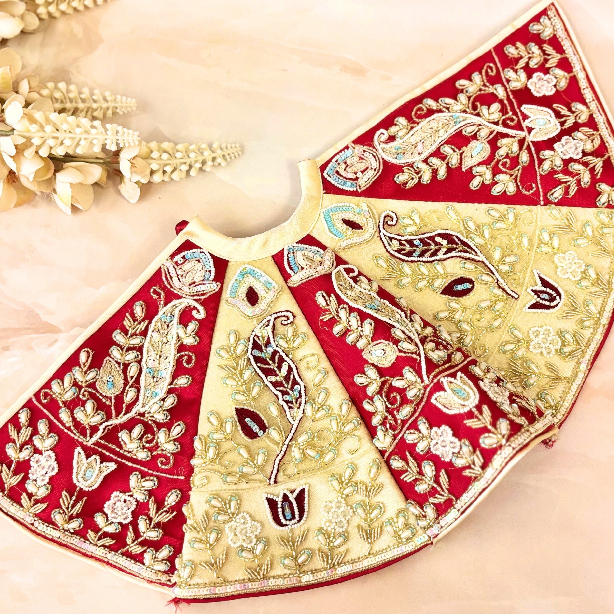 Luxe Durga Maa Kalyani Mata Rani Lehenga Set - Designer 3-Piece Choli & Dupatta for Janmashtami, Perfect Laddu Gopal Dress, Kanha Ji Poshak