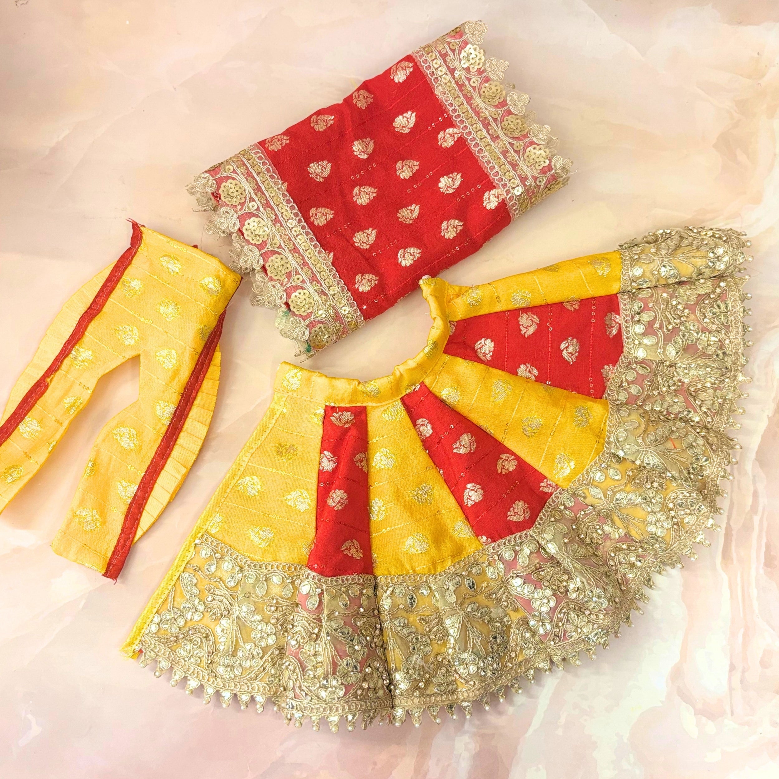 Handmade Mohanpriya Radha Krishna Dress - Designer Laddu Gopal Poshak, Fancy Kanha Ji Dress for Janmashtami, Bal Gopal & Krishna Ji Dress