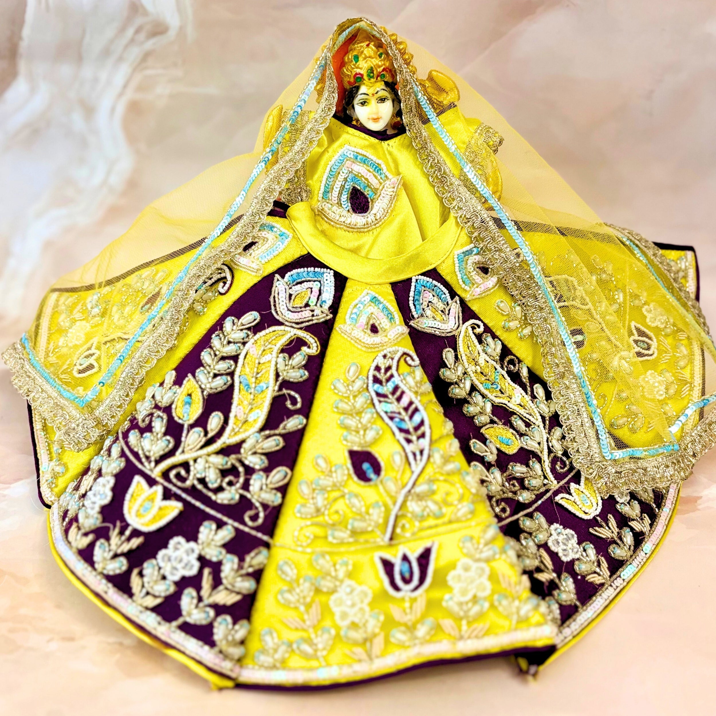 Handmade Luxe Durga Maa Rajkanika Lehenga Set - Designer 3-Piece Choli, Dupatta & Laddu Gopal Dress for Janmashtami, Kanha Ji Poshak, Bal Gopal Dress