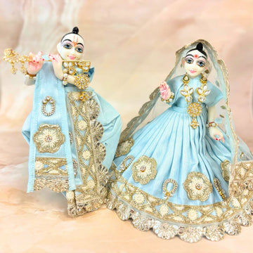Handmade Neelkamala Radha Krishna Dress - Designer Laddu Gopal Poshak, Fancy Kanha Ji Dress for Janmashtami, Bal Gopal & Krishna Ji Celebration