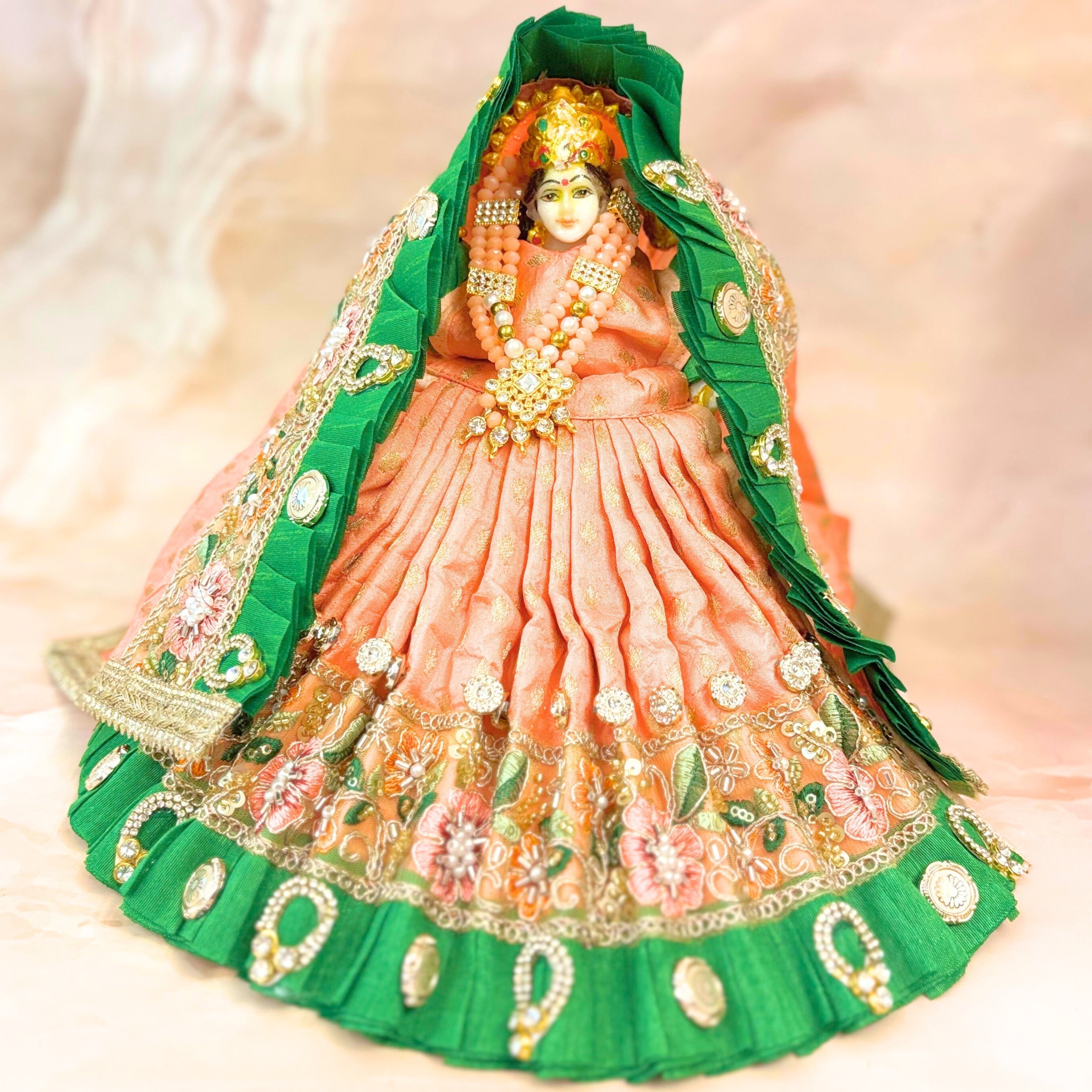 Handmade Designer Pushpavalli Mata Rani Dress - Perfect for Janmashtami, Laddu Gopal Dress, Kanha Ji Poshak, Bal Gopal Dress & Krishna Ji Dress