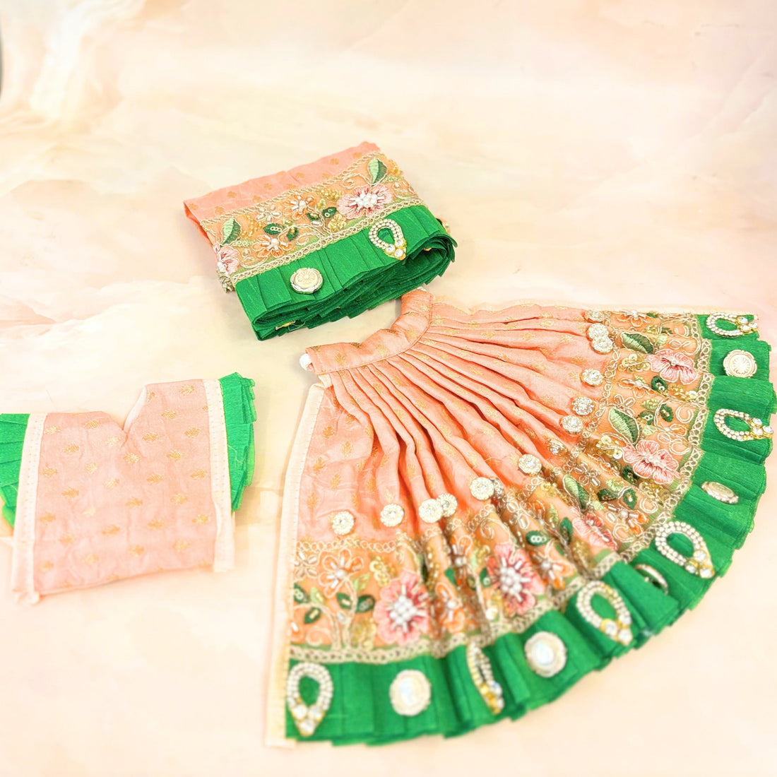 Handmade Designer Pushpavalli Mata Rani Dress - Perfect for Janmashtami, Laddu Gopal Dress, Kanha Ji Poshak, Bal Gopal Dress & Krishna Ji Dress