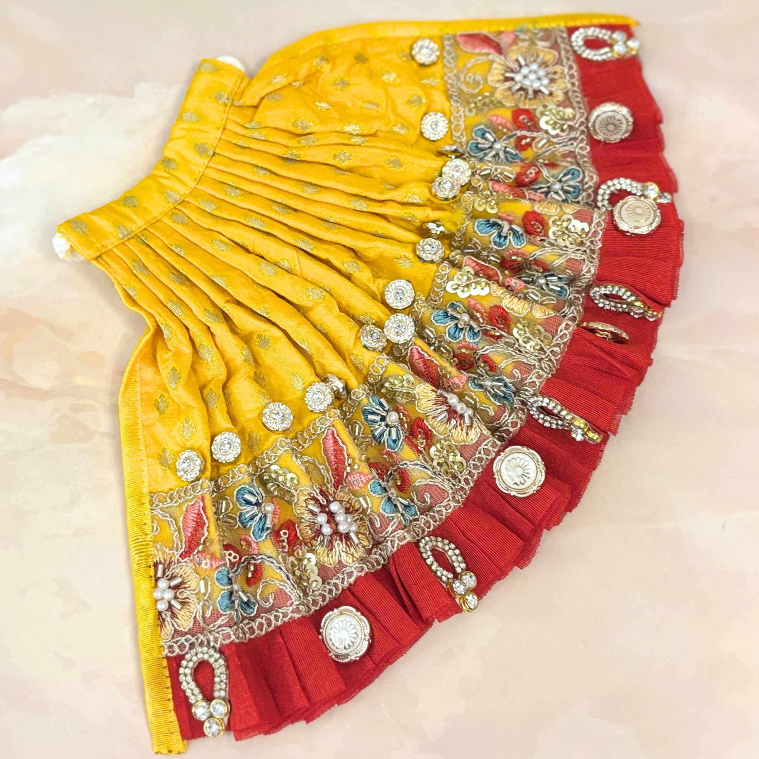 Handmade Kanaklaxmi Mata Rani Dress - Designer Laddu Gopal Poshak for Janmashtami, Fancy Krishna Ji Dress, Bal Gopal Dress for Festivals