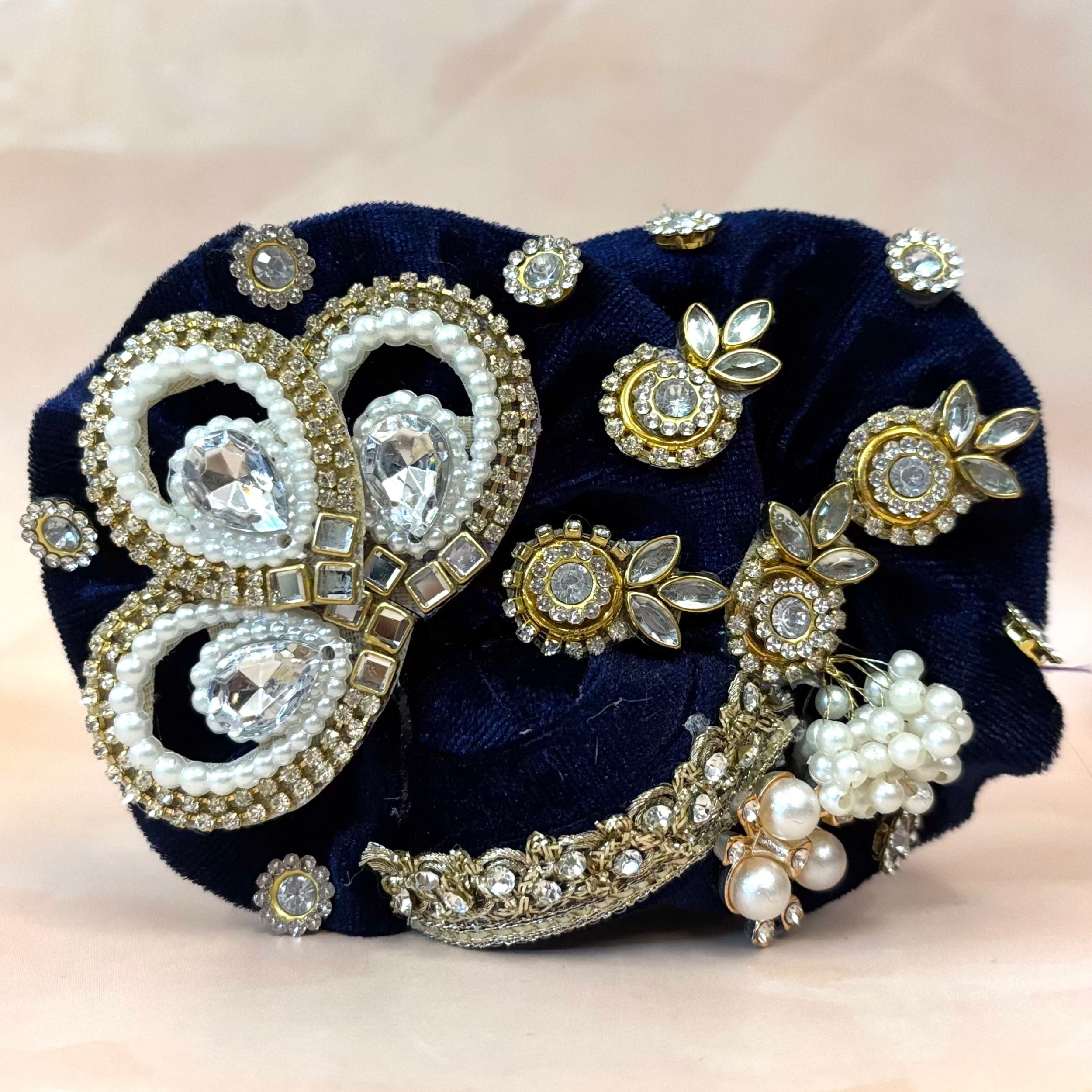 Handmade Neelrajya Pearl Velvet Laddu Gopal Dress - Designer Kanha Ji Poshak for Janmashtami, Fancy Bal Gopal Dress, Krishna Ji Outfit