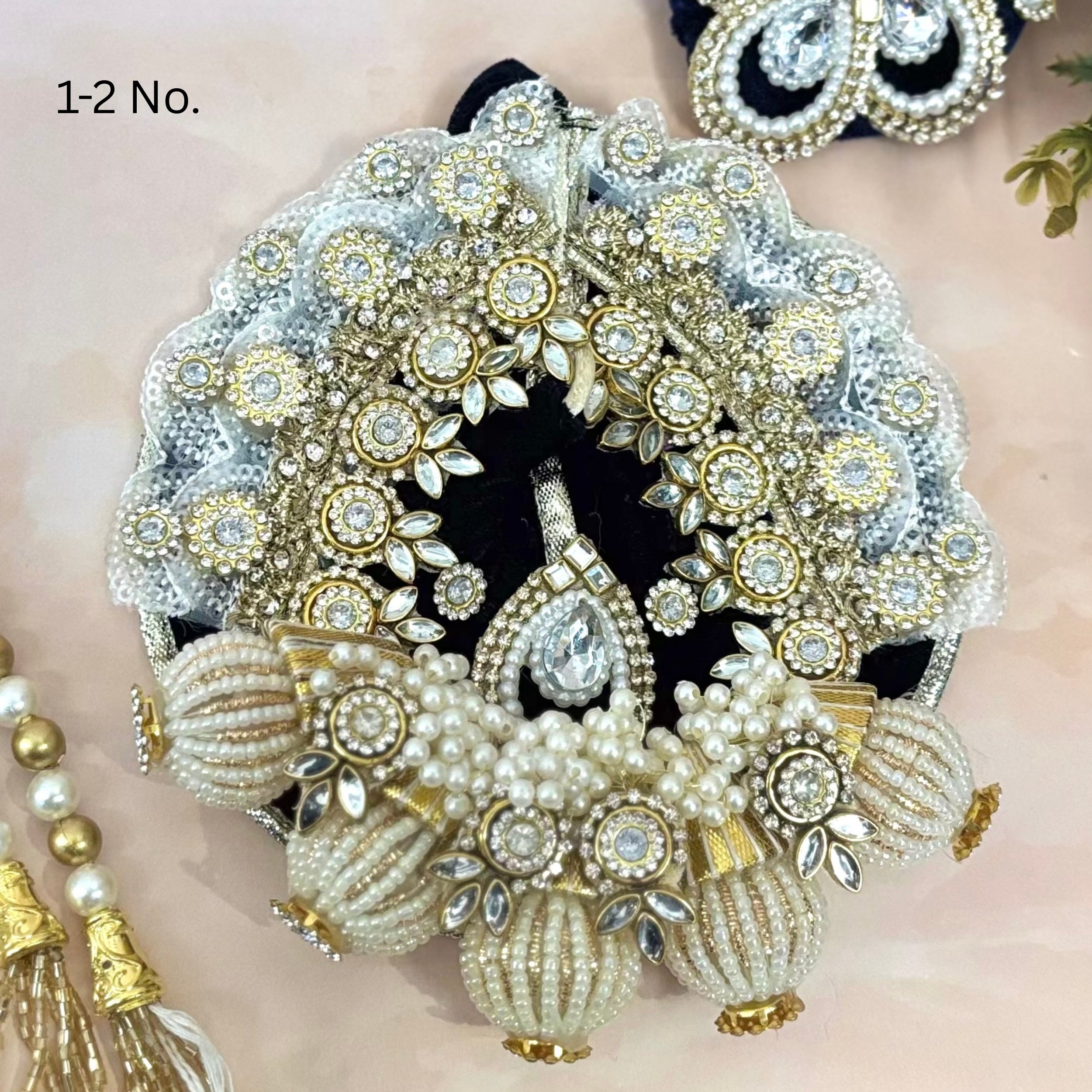 Handmade Neelrajya Pearl Velvet Laddu Gopal Dress - Designer Kanha Ji Poshak for Janmashtami, Fancy Bal Gopal Dress, Krishna Ji Outfit