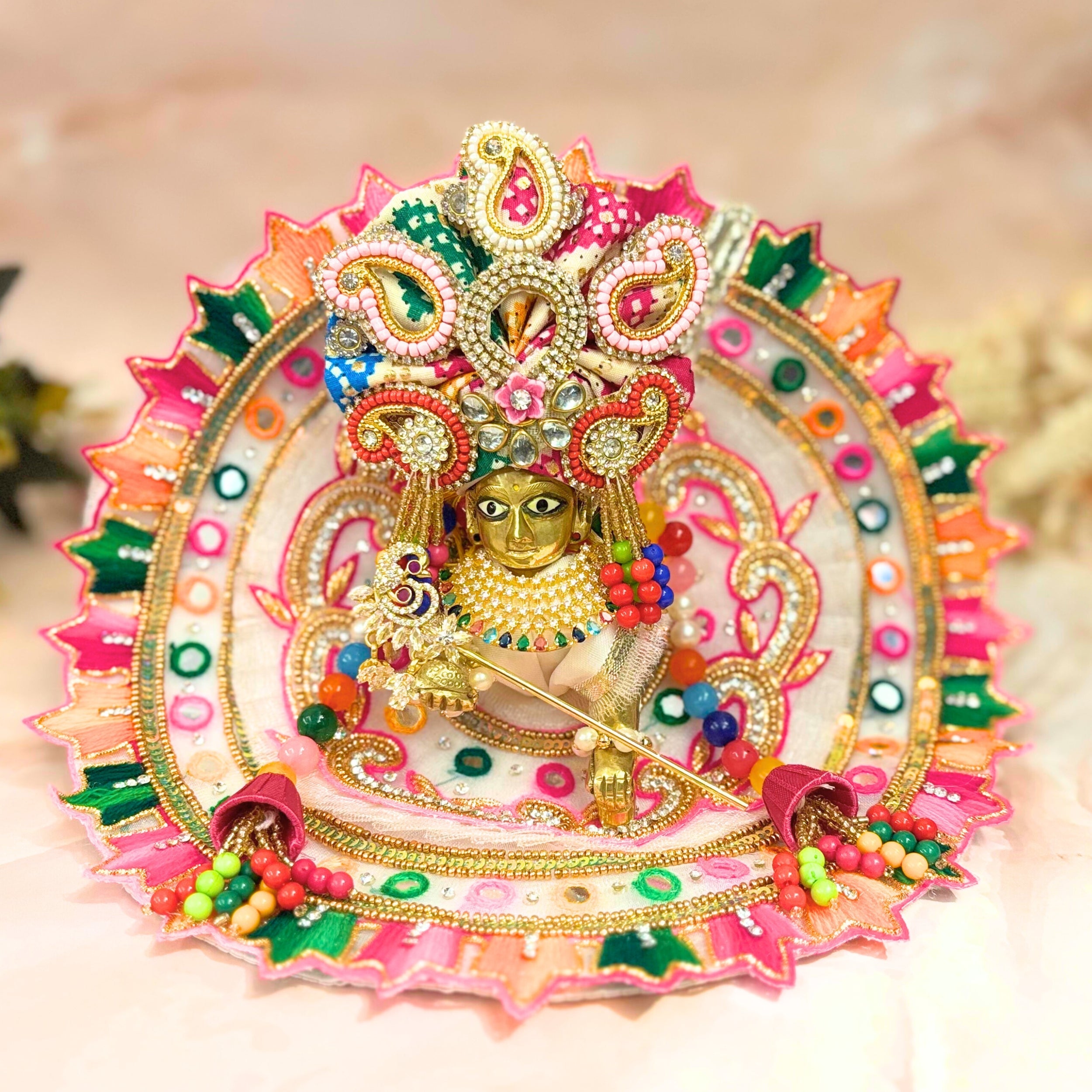 Handmade Luxe Holi Special 4-Piece Laddu Gopal Dress Set | Designer Kanha Ji Poshak & Bal Gopal Dress for Janmashtami Festival