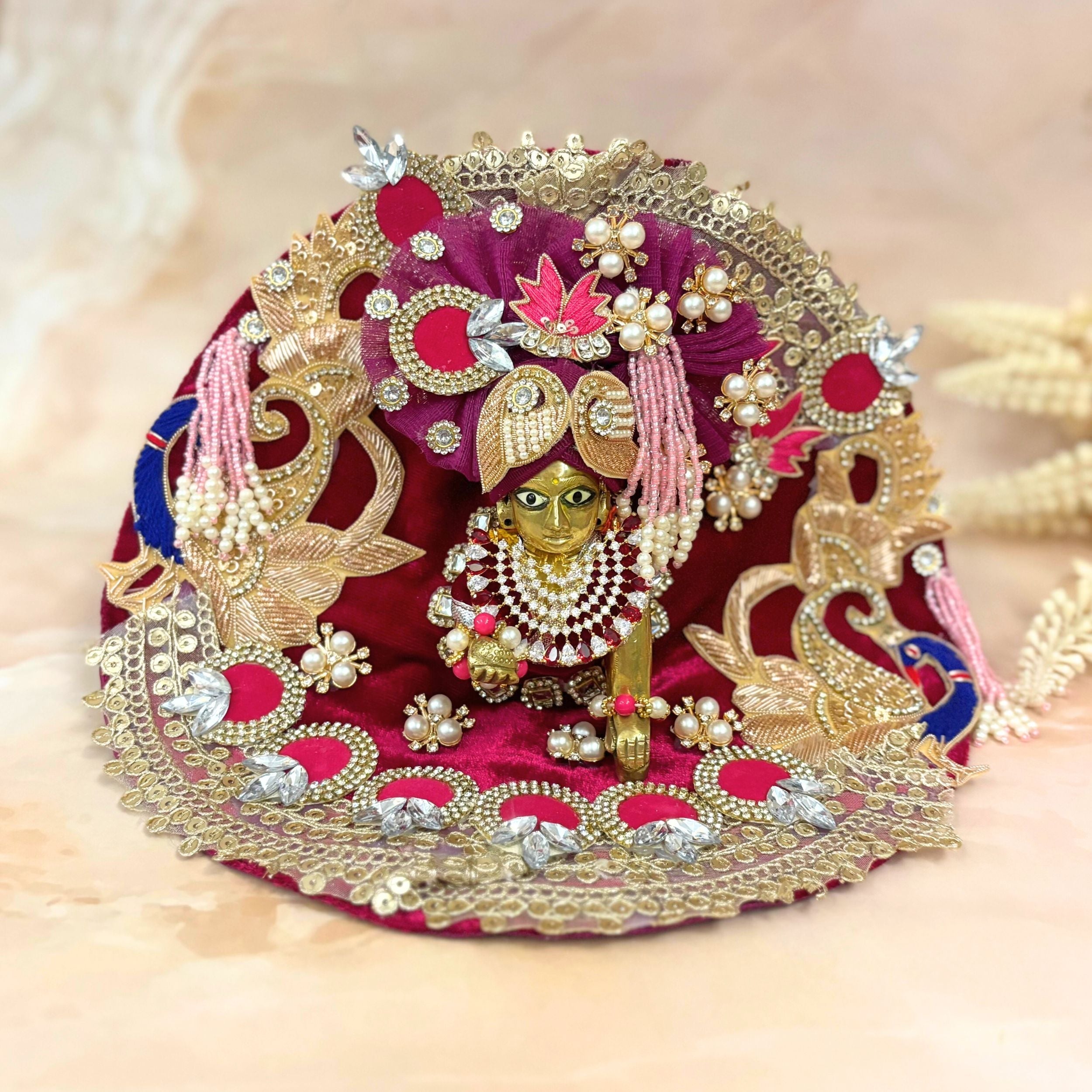 Handmade Rajvibha Laddu Gopal Dress - Designer Kanha Ji Poshak, Fancy Bal Gopal Outfit for Janmashtami Celebrations