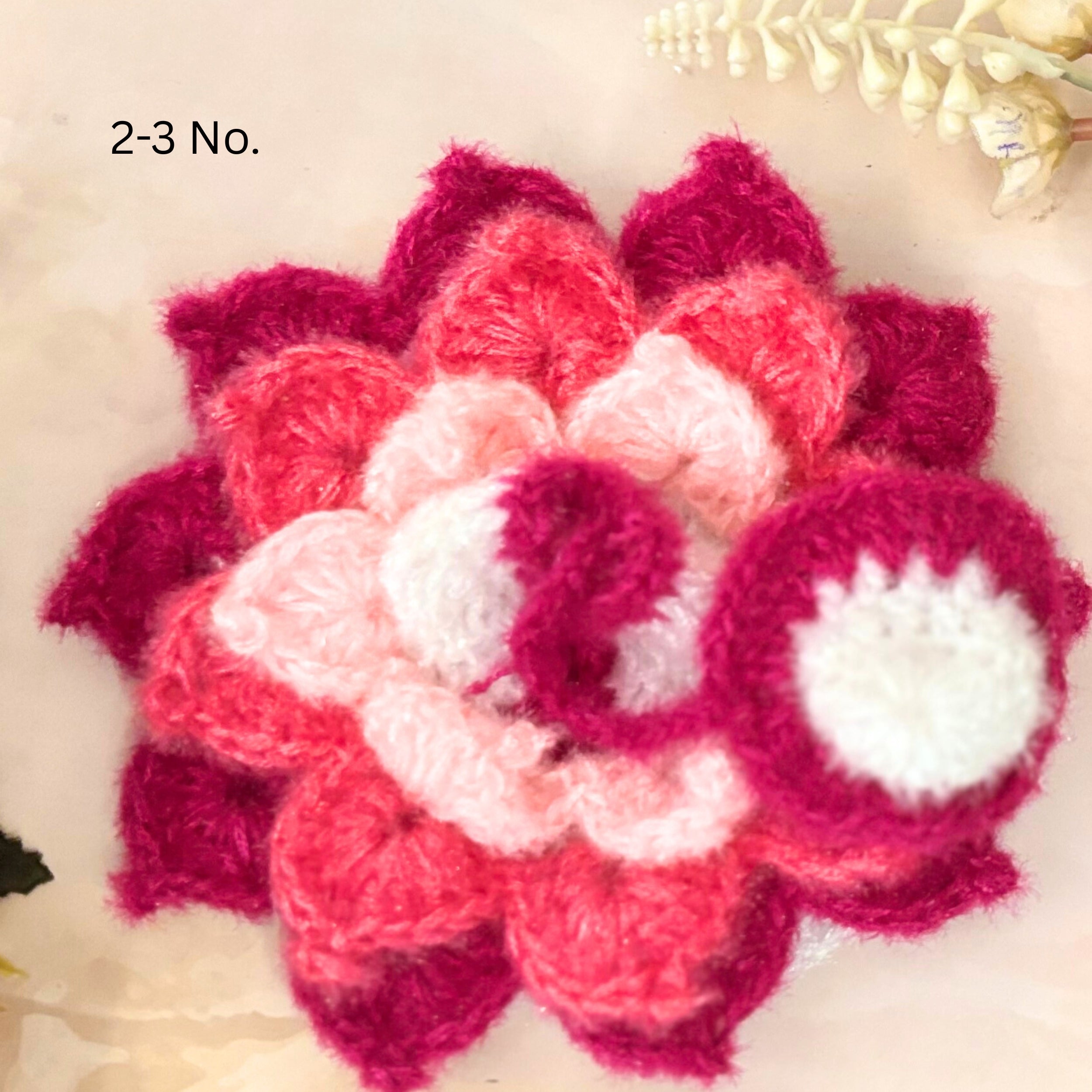 Handmade Magenta & White Lotus Woollen Laddu Gopal Dress - Designer Kanha Ji Poshak for Janmashtami, Fancy Bal Gopal & Krishna Ji Dress