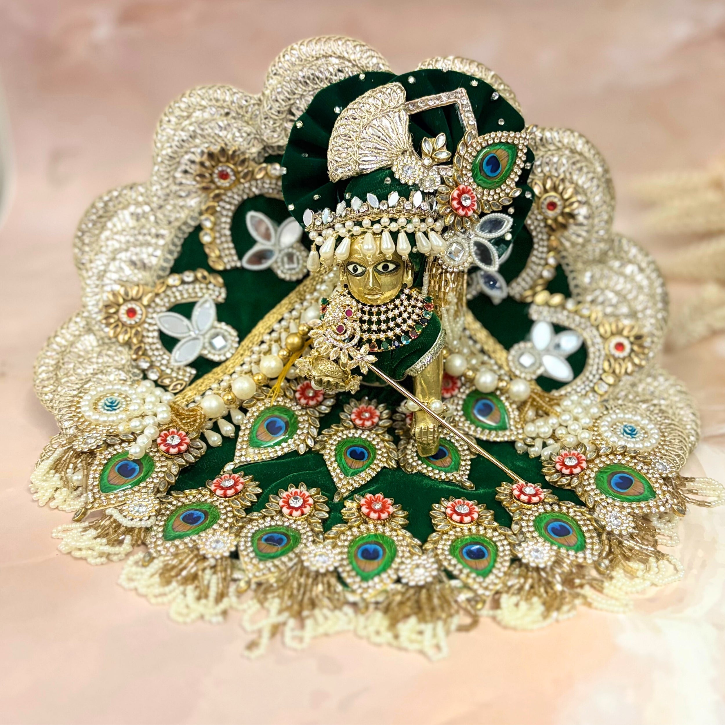 Handmade Mayurpriya Laddu Gopal Dress - Designer Kanha Ji Poshak, Fancy Bal Gopal Dress for Janmashtami Celebrations