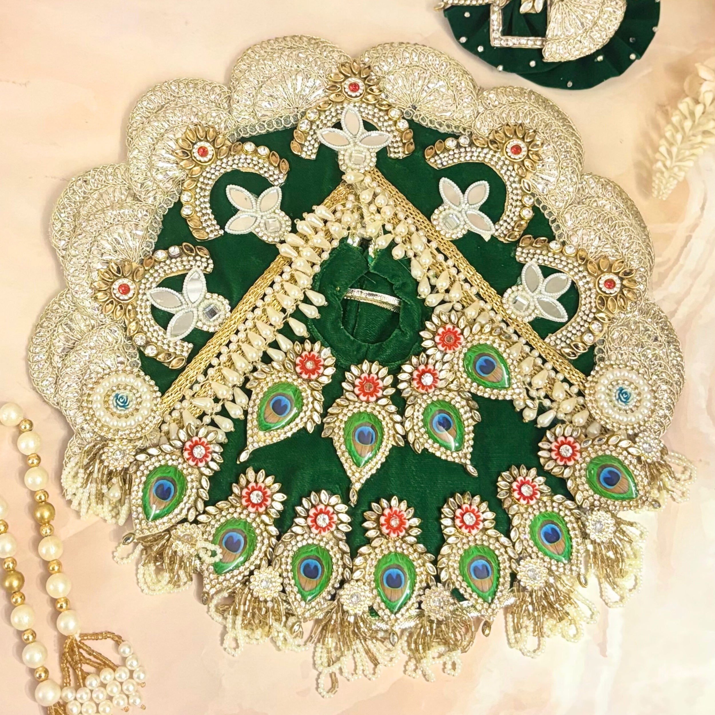 Handmade Mayurpriya Laddu Gopal Dress - Designer Kanha Ji Poshak, Fancy Bal Gopal Dress for Janmashtami Celebrations