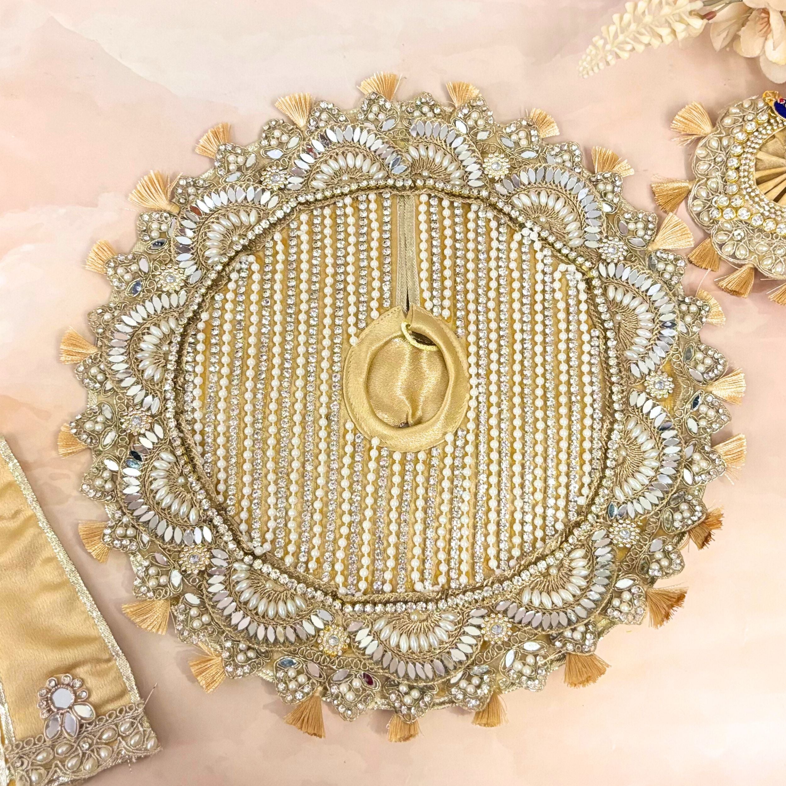 Handmade Suvarṇachandra Laddu Gopal Dress - Designer Kanha Ji Poshak for Janmashtami, Fancy Bal Gopal Dress, Krishna Ji Dress