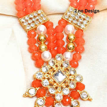 Handmade Light Orange Jerken Necklace & Haar for Laddu Gopal Dress | Designer Kanha Ji Poshak for Janmashtami | Bal Gopal & Krishna Ji Dress