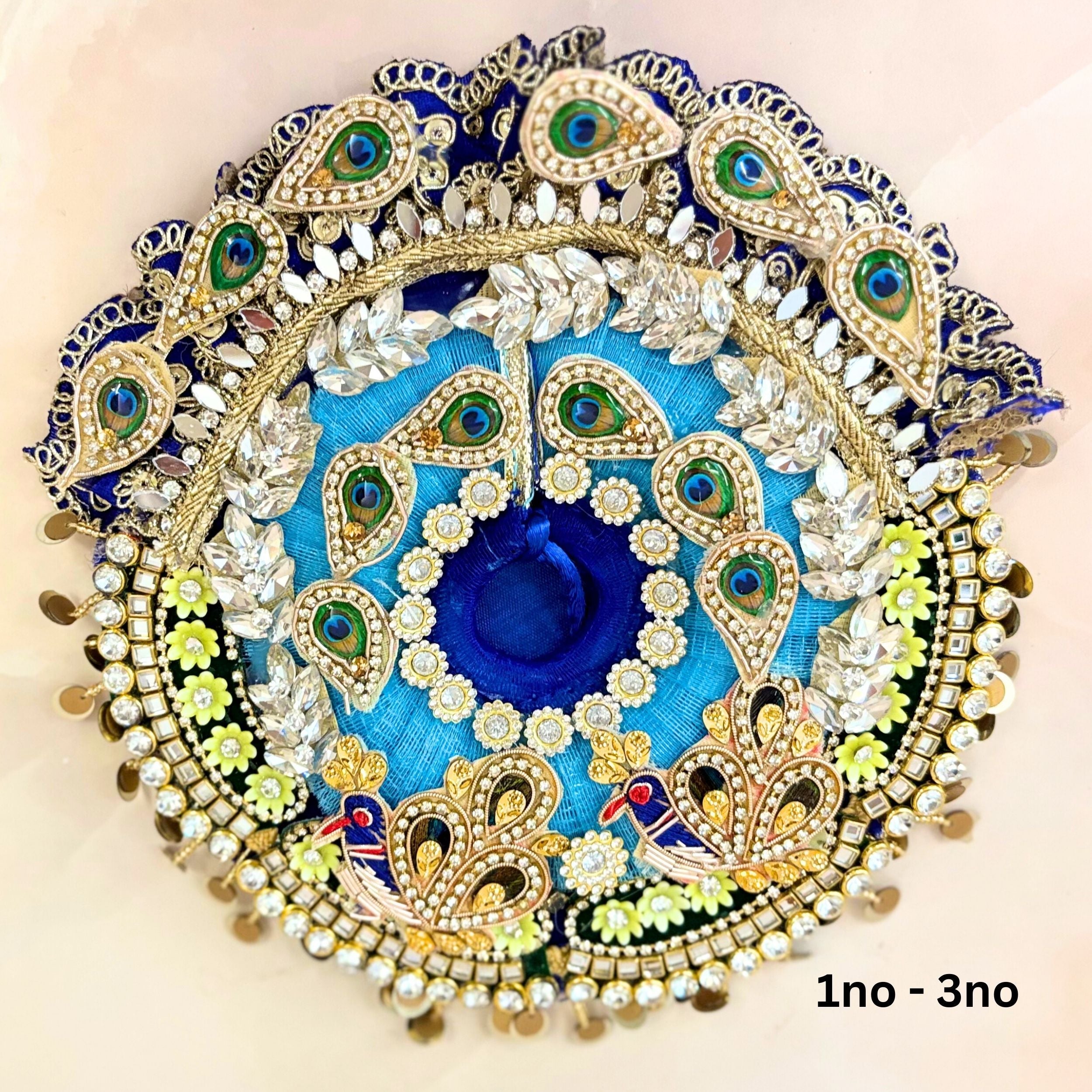 Handmade Neelmayur Laddu Gopal Dress - Designer Kanha Ji Poshak, Fancy Bal Gopal Outfit for Janmashtami Celebrations