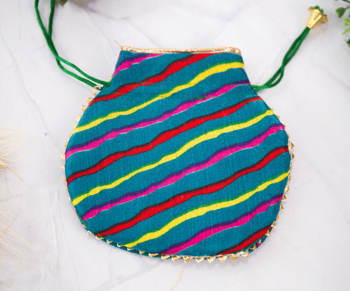 Handmade Small Leheriya Potli Bags (Pack of 10) in Mix Colors - Perfect for Laddu Gopal Dress, Kanha Ji Poshak, and Janmashtami Celebrations