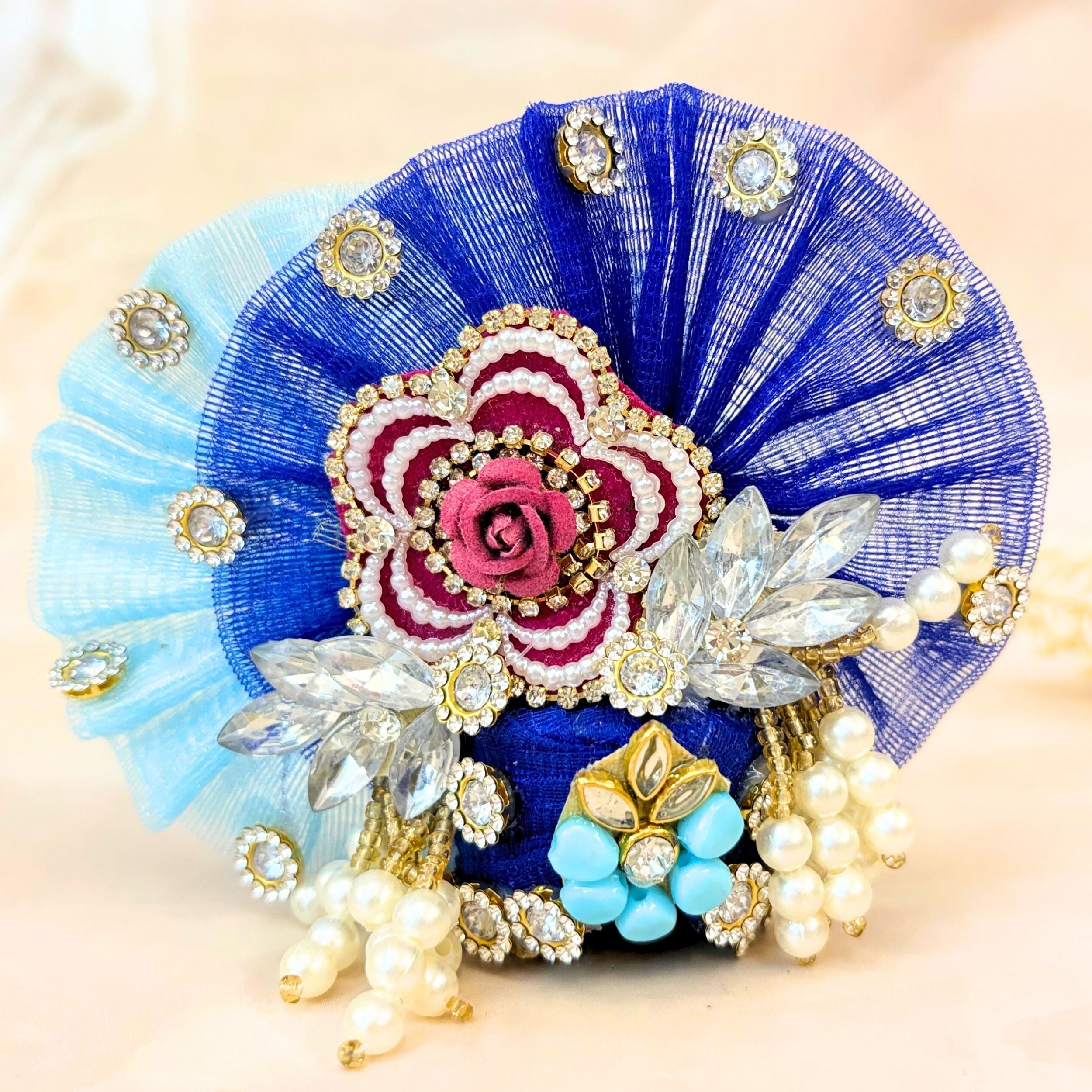 Handmade Neelpushpa Laddu Gopal Dress - Designer Kanha Ji Poshak, Fancy Bal Gopal Dress for Janmashtami Celebrations