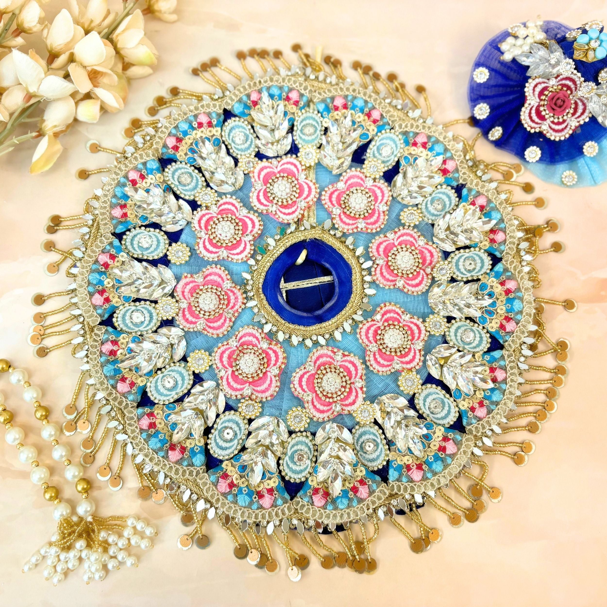 Handmade Neelpushpa Laddu Gopal Dress - Designer Kanha Ji Poshak, Fancy Bal Gopal Dress for Janmashtami Celebrations