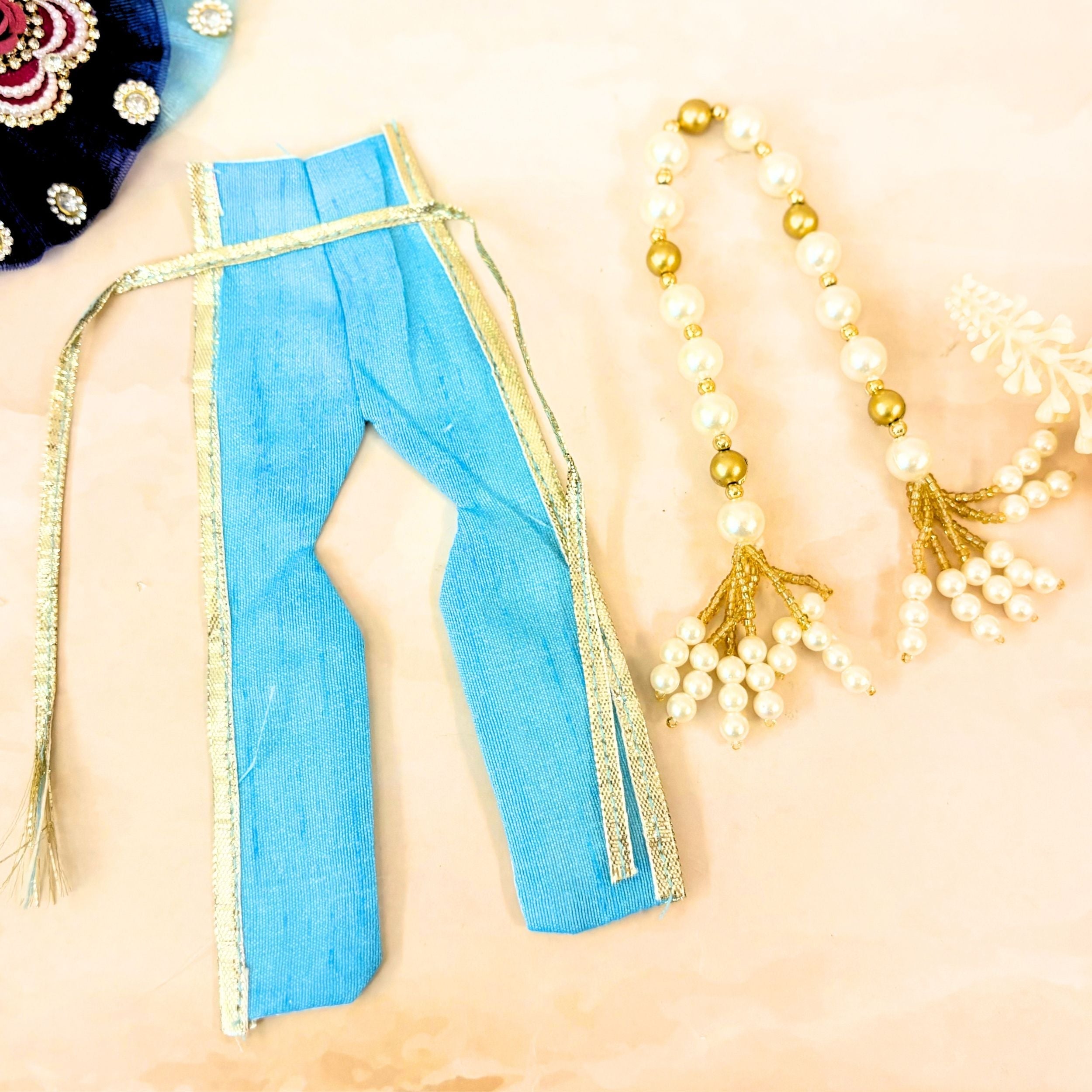Handmade Neelpushpa Laddu Gopal Dress - Designer Kanha Ji Poshak, Fancy Bal Gopal Dress for Janmashtami Celebrations