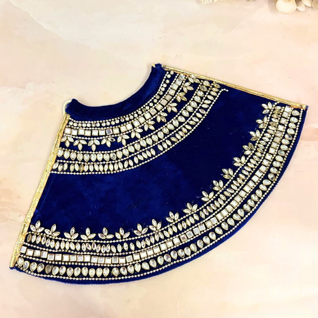 Handmade Neelkanaka Velvet Laddu Gopal Dress - Designer Kanha Ji Poshak for Janmashtami, Fancy Bal Gopal & Krishna Ji Dress