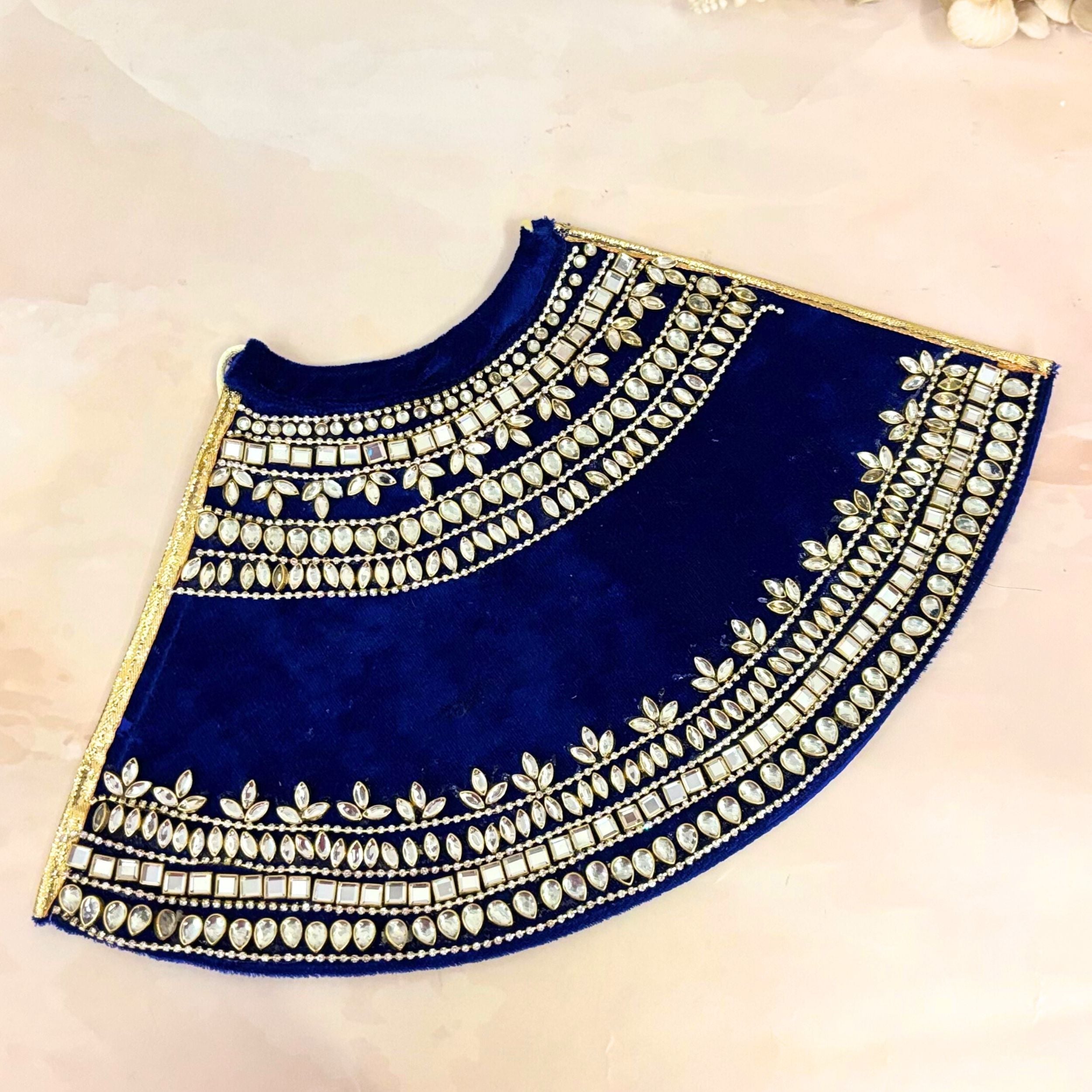 Handmade Neelkanaka Velvet Laddu Gopal Dress - Designer Kanha Ji Poshak for Janmashtami, Fancy Bal Gopal & Krishna Ji Dress