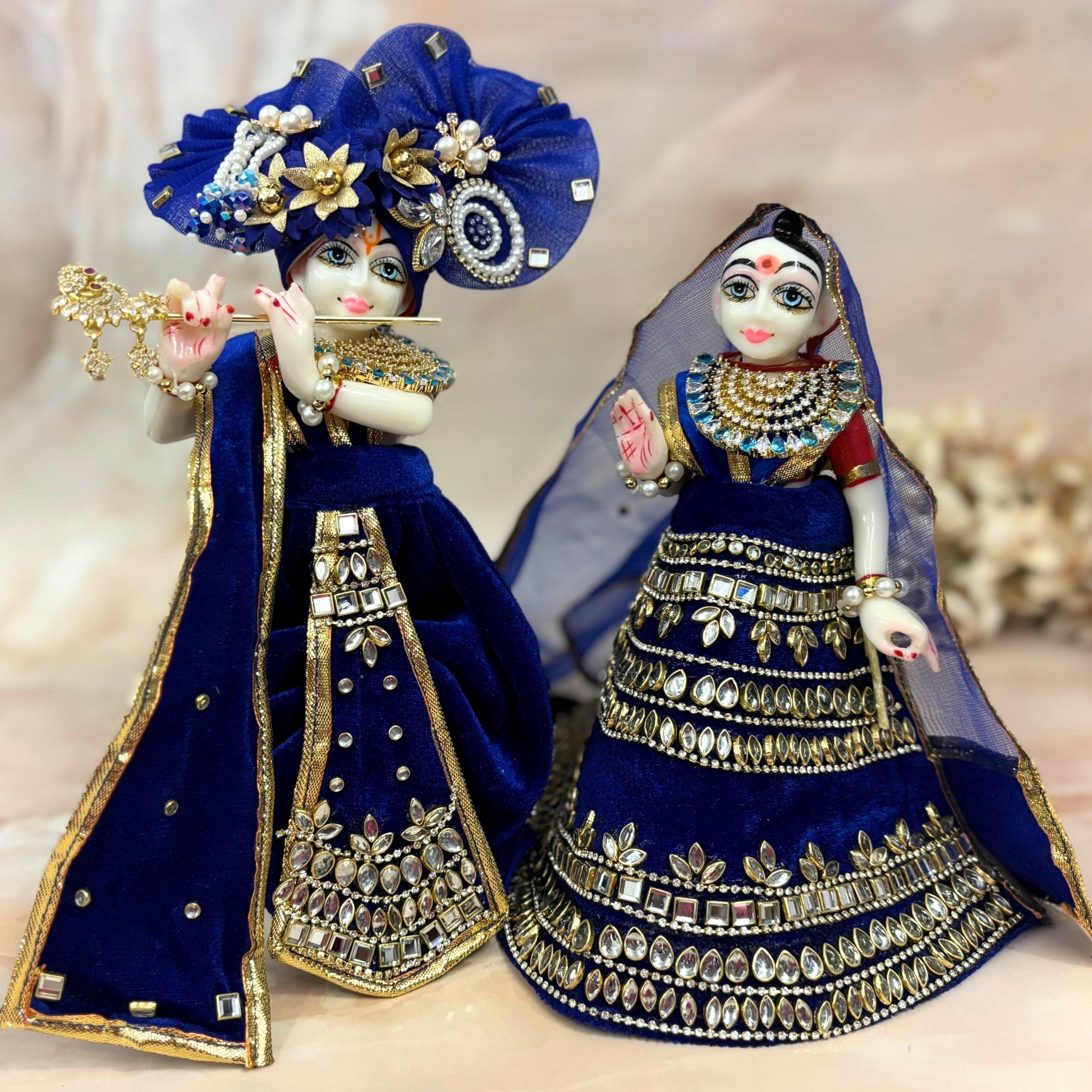Handmade Neelkanth Shringar Radha Krishna Dress - Designer Laddu Gopal Poshak, Fancy Kanha Ji Dress for Janmashtami & Festivals
