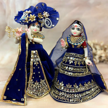 Handmade Neelkanth Shringar Radha Krishna Dress - Designer Laddu Gopal Poshak, Fancy Kanha Ji Dress for Janmashtami & Festivals