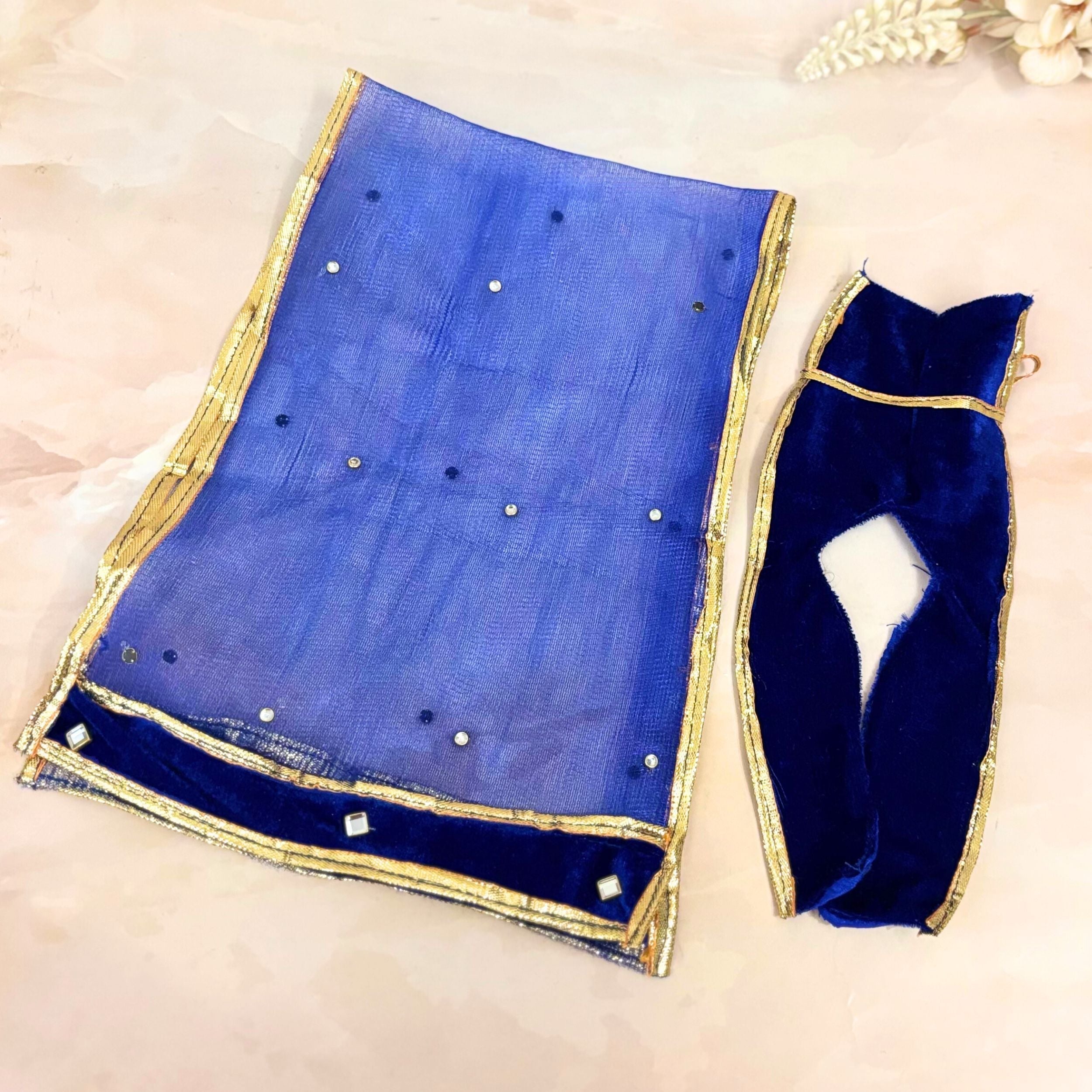 Handmade Neelkanth Shringar Radha Krishna Dress - Designer Laddu Gopal Poshak, Fancy Kanha Ji Dress for Janmashtami & Festivals