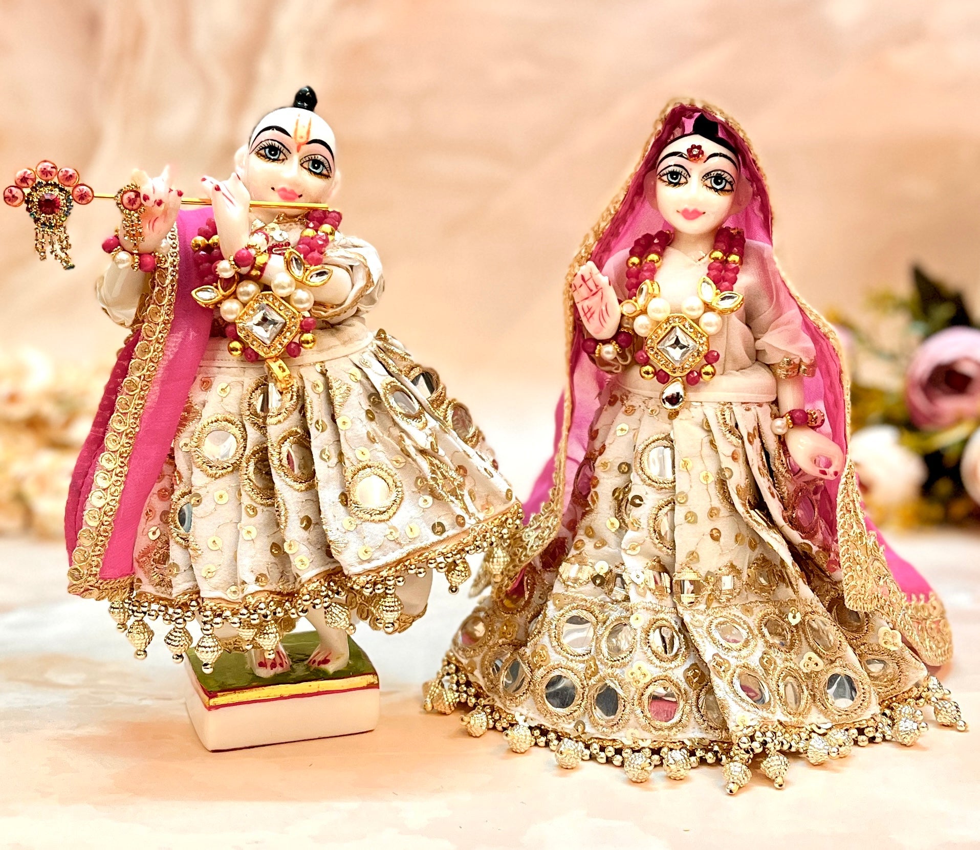 Handmade Iskcon Inspired 7-Piece Chandrika Roop Dress Set for Laddu Gopal | Designer Kanha Ji Poshak | Perfect for Janmashtami & Festivals