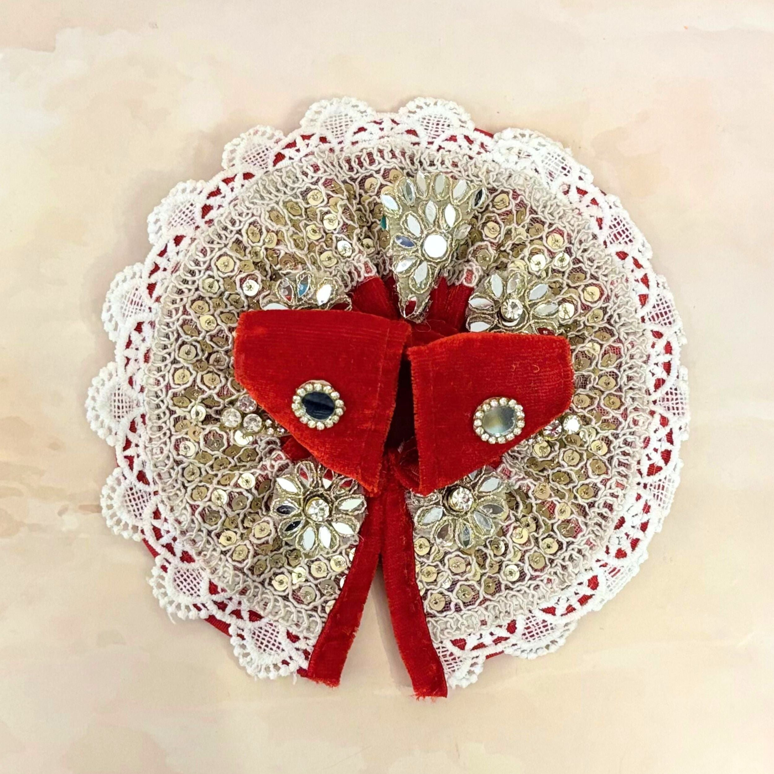 Divyaraga Handmade Velvet Laddu Gopal Dress Combo – Set of 4 Designer Poshaks for Janmashtami | Bal Gopal & Kanha Ji Fancy Dresses