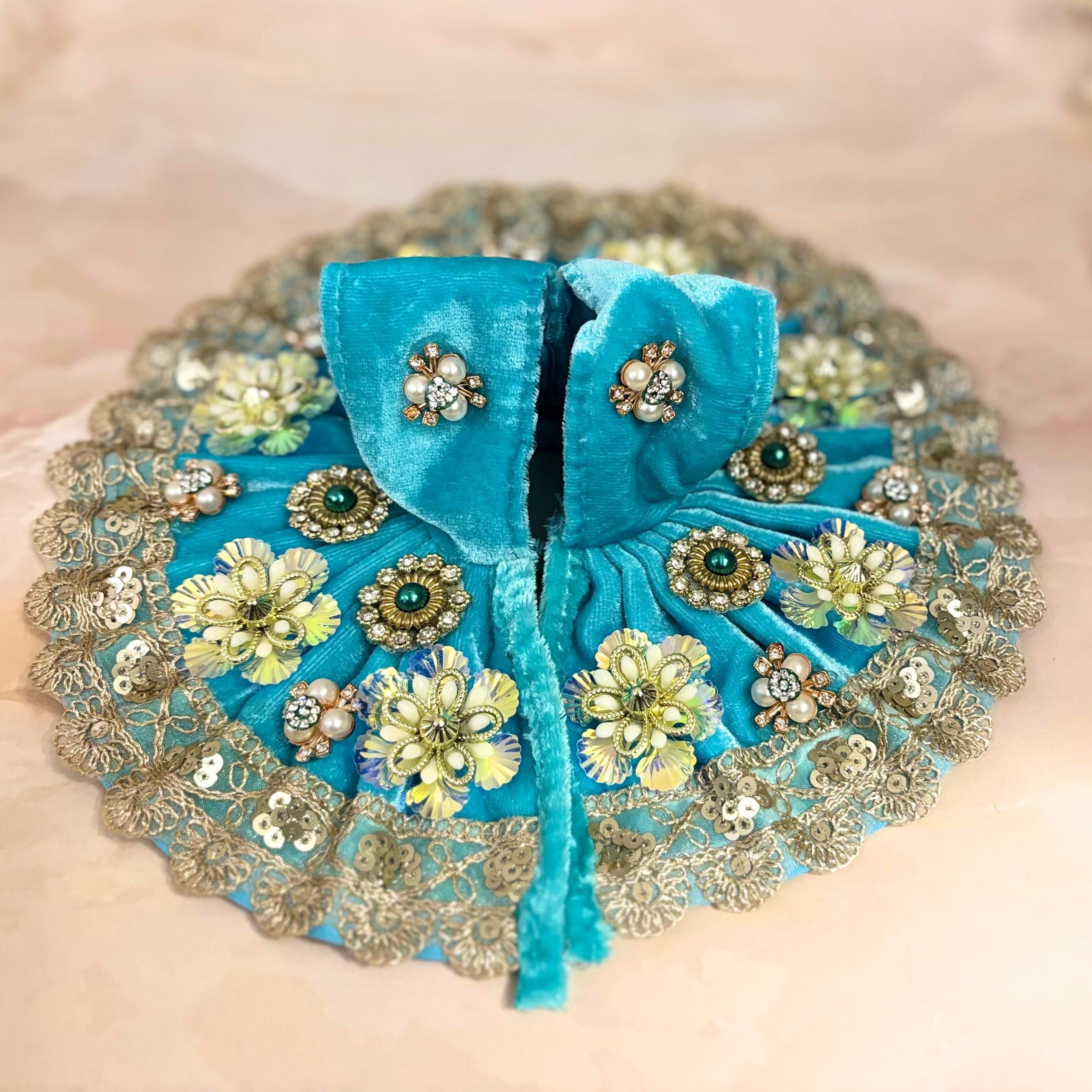 Divyaraga Handmade Velvet Laddu Gopal Dress Combo – Set of 4 Designer Poshaks for Janmashtami | Bal Gopal & Kanha Ji Fancy Dresses
