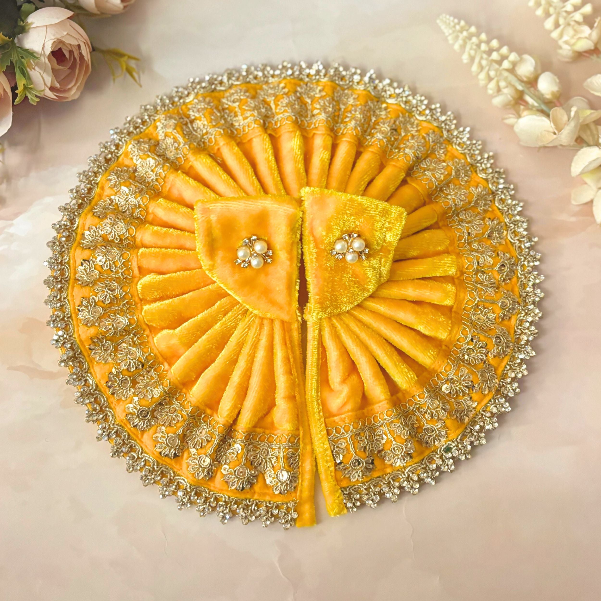 Divyaraga Handmade Velvet Laddu Gopal Dress Combo – Set of 4 Designer Poshaks for Janmashtami | Bal Gopal & Kanha Ji Fancy Dresses