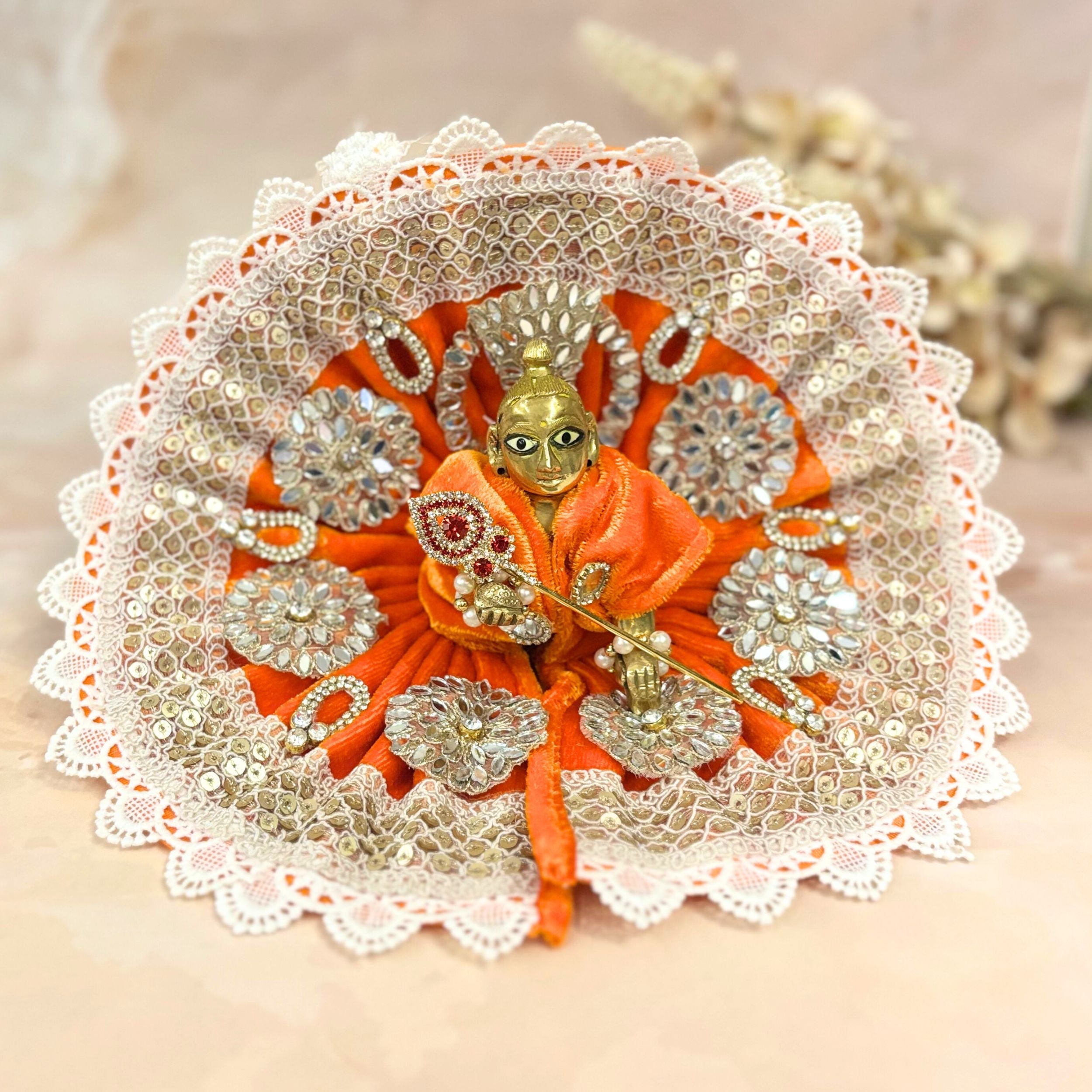 Kanakpriya Handmade Velvet Laddu Gopal Dress Combo – Set of 4 Designer Poshaks for Janmashtami | Bal Gopal & Krishna Ji Fancy Dresses