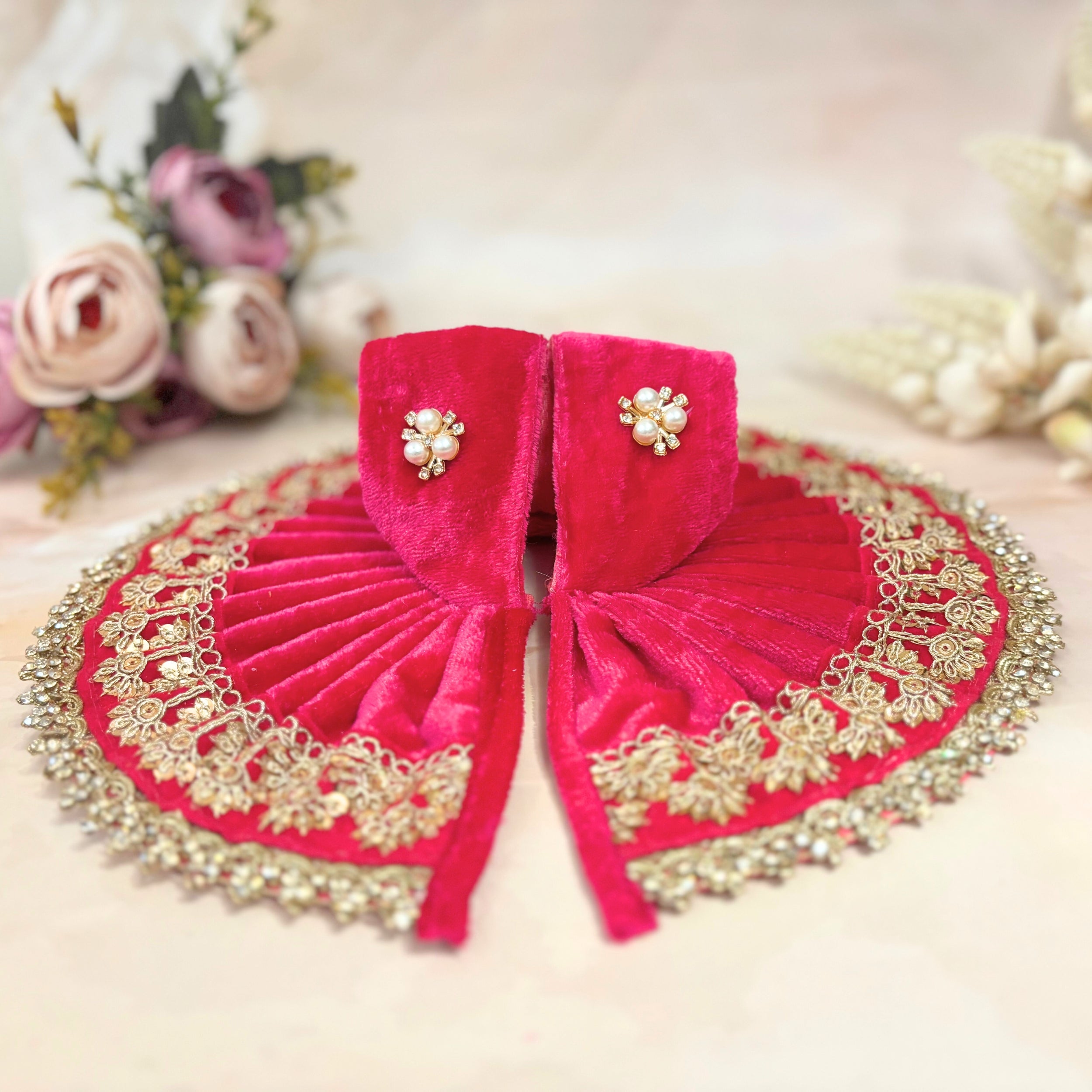 Kanakpriya Handmade Velvet Laddu Gopal Dress Combo – Set of 4 Designer Poshaks for Janmashtami | Bal Gopal & Krishna Ji Fancy Dresses