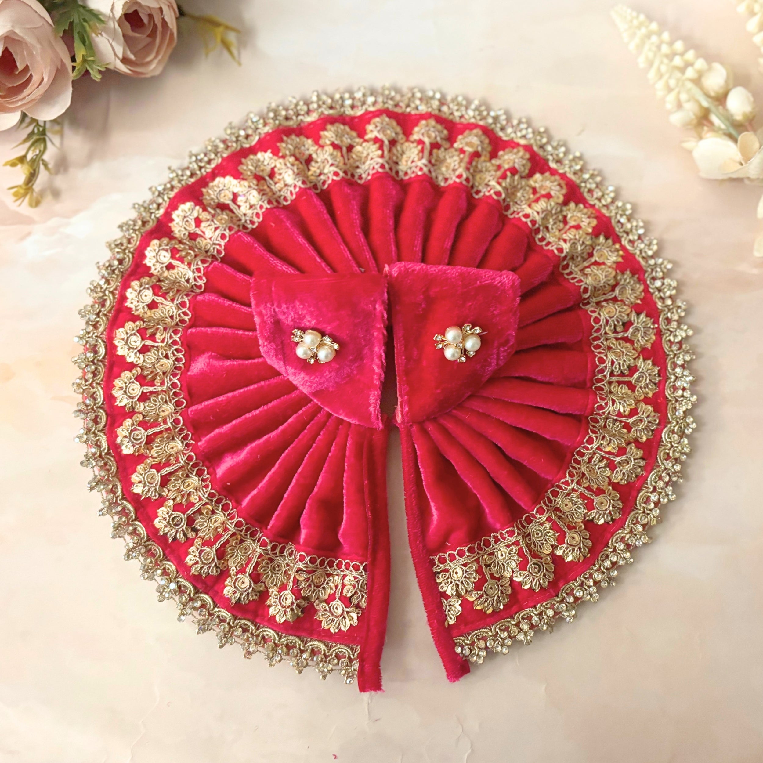 Kanakpriya Handmade Velvet Laddu Gopal Dress Combo – Set of 4 Designer Poshaks for Janmashtami | Bal Gopal & Krishna Ji Fancy Dresses