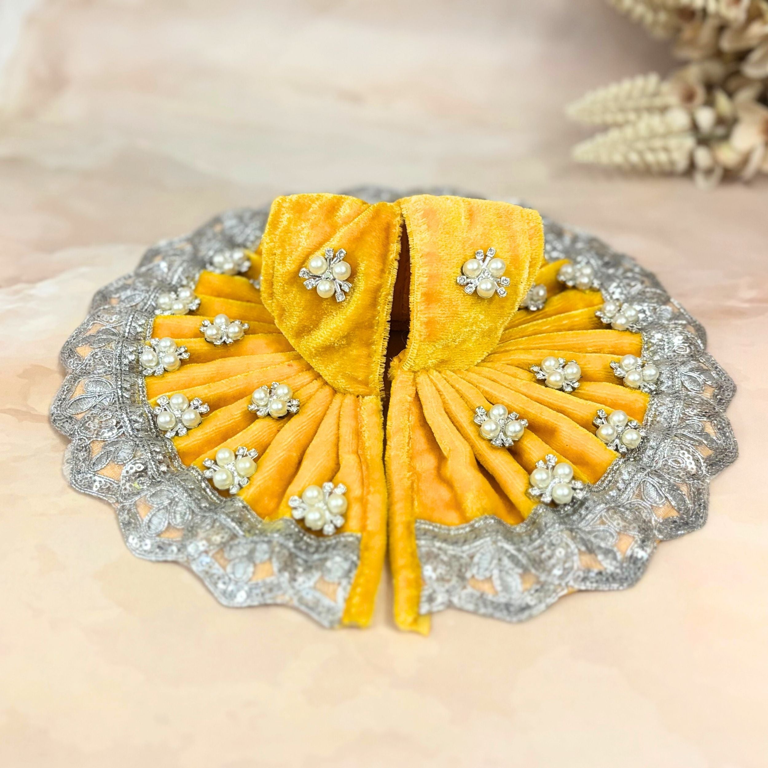 Kanakpriya Handmade Velvet Laddu Gopal Dress Combo – Set of 4 Designer Poshaks for Janmashtami | Bal Gopal & Krishna Ji Fancy Dresses