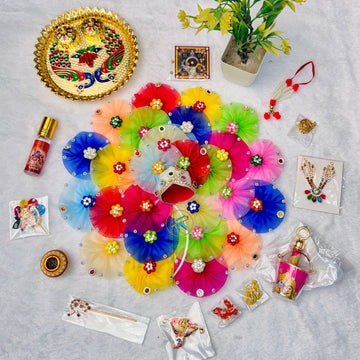 **Title:** "Holi Special Laddu Gopal Dress Combo - Designer Kanha Ji Poshak Set with Pichkari, Herbal Gulal & Festive Accessories for Joyful Celebrations"

This title incorporates essential keywords while maintaining a natural flow, making it attractive f