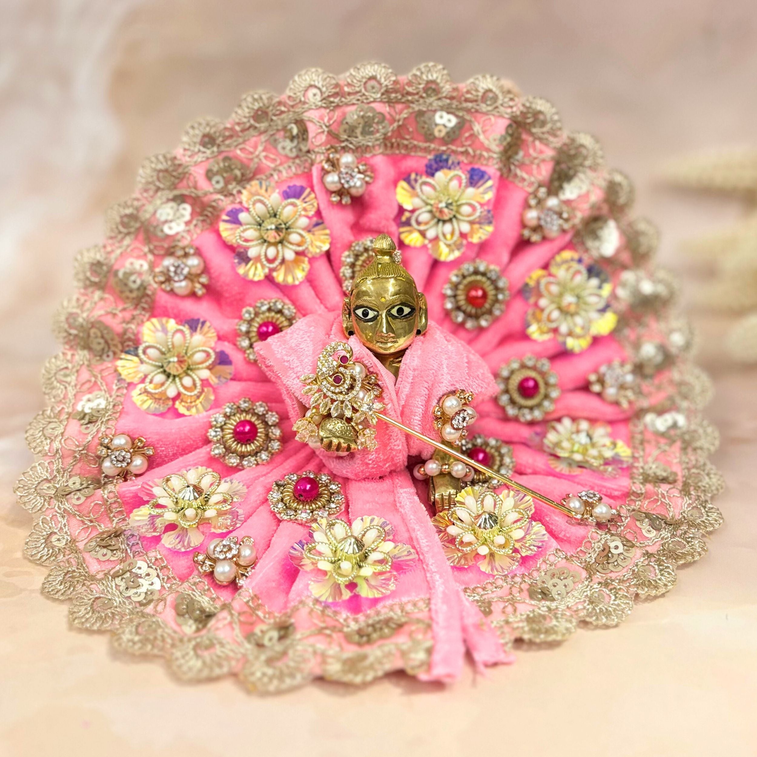 Handmade Maniratna Velvet Laddu Gopal Dress Combo – Set of 4 Designer Poshaks for Janmashtami | Fancy Bal Gopal & Kanha Ji Dresses