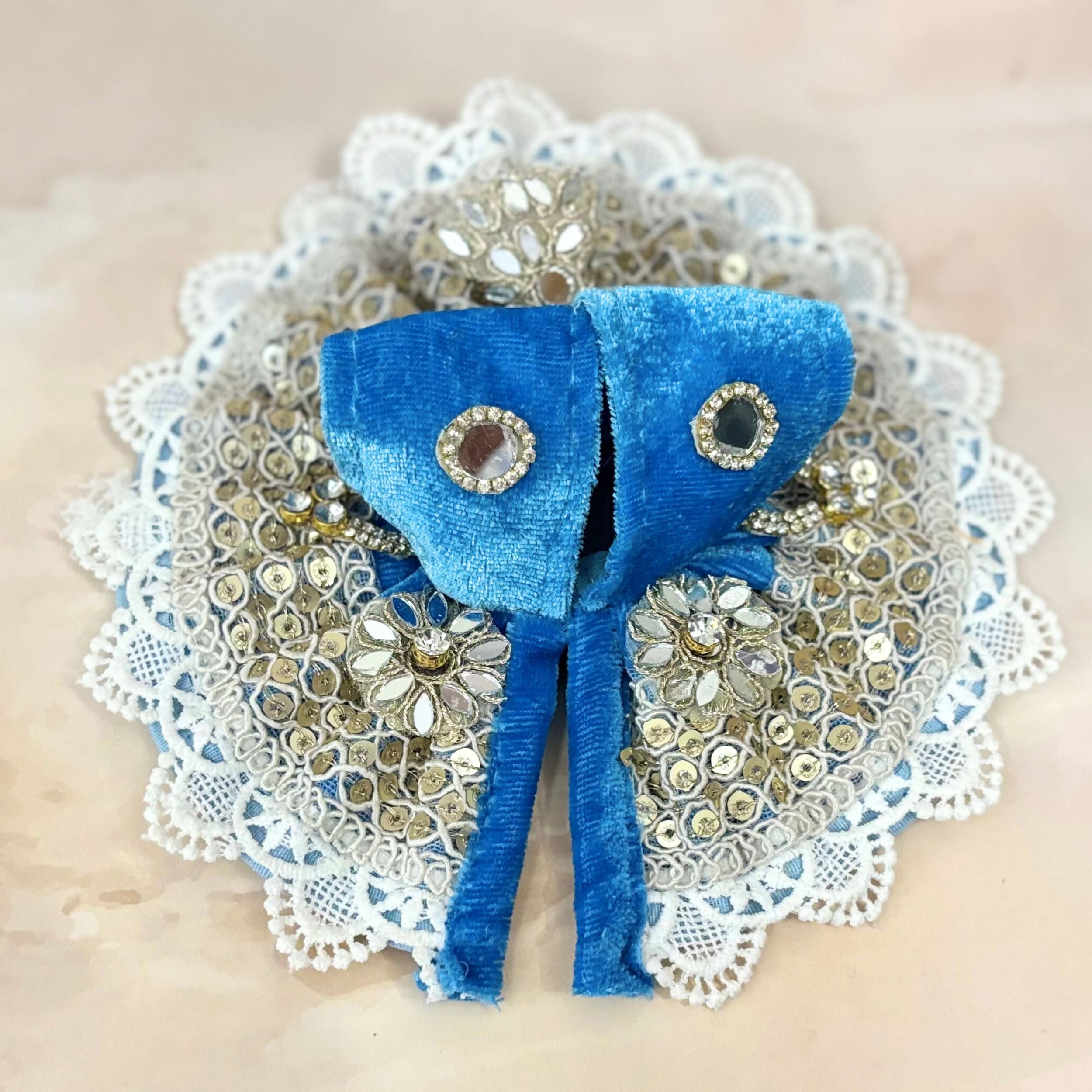 Handmade Maniratna Velvet Laddu Gopal Dress Combo – Set of 4 Designer Poshaks for Janmashtami | Fancy Bal Gopal & Kanha Ji Dresses