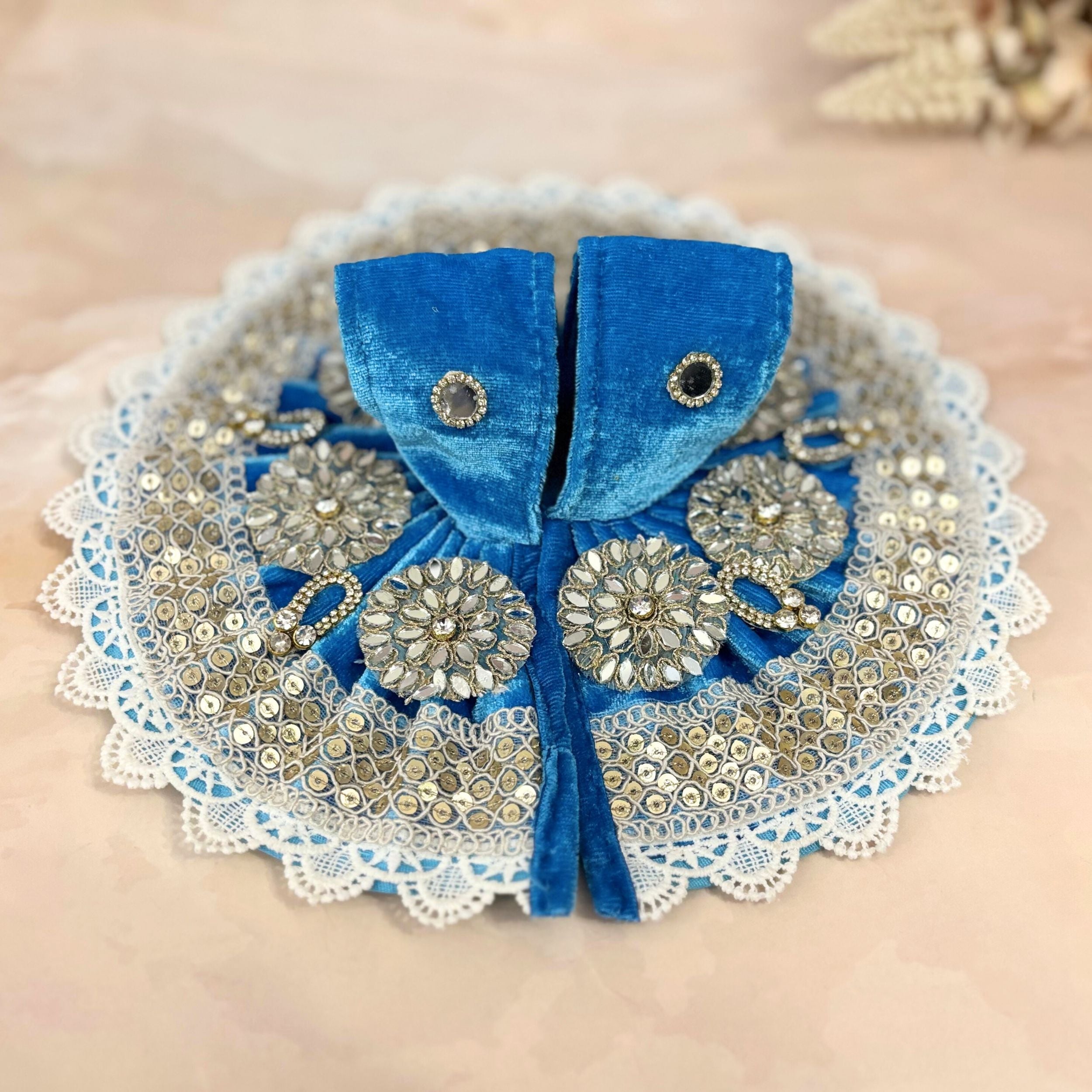 Handmade Maniratna Velvet Laddu Gopal Dress Combo – Set of 4 Designer Poshaks for Janmashtami | Fancy Bal Gopal & Kanha Ji Dresses