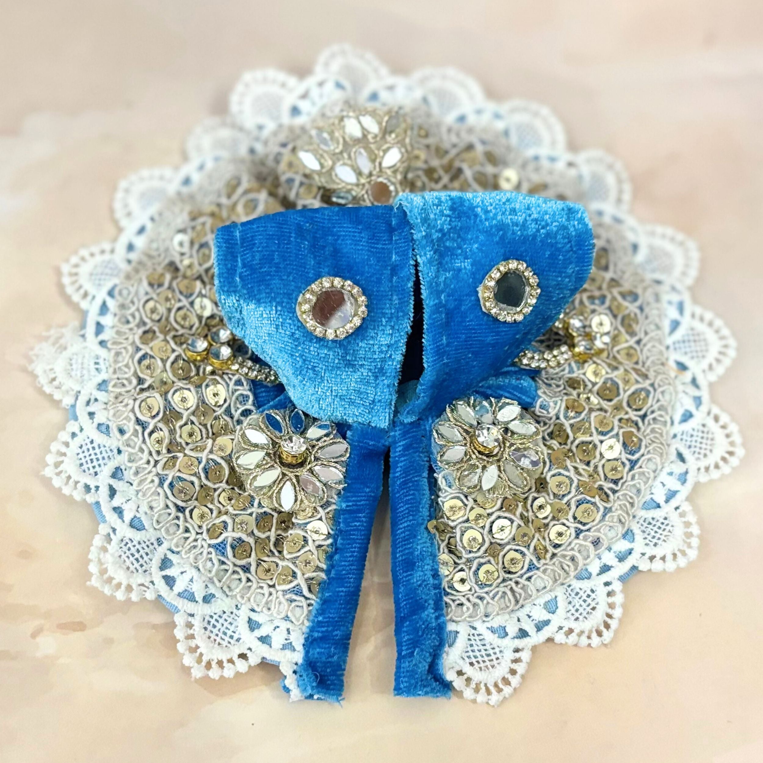 Handmade Maniratna Velvet Laddu Gopal Dress Combo – Set of 4 Designer Poshaks for Janmashtami | Fancy Bal Gopal & Kanha Ji Dresses