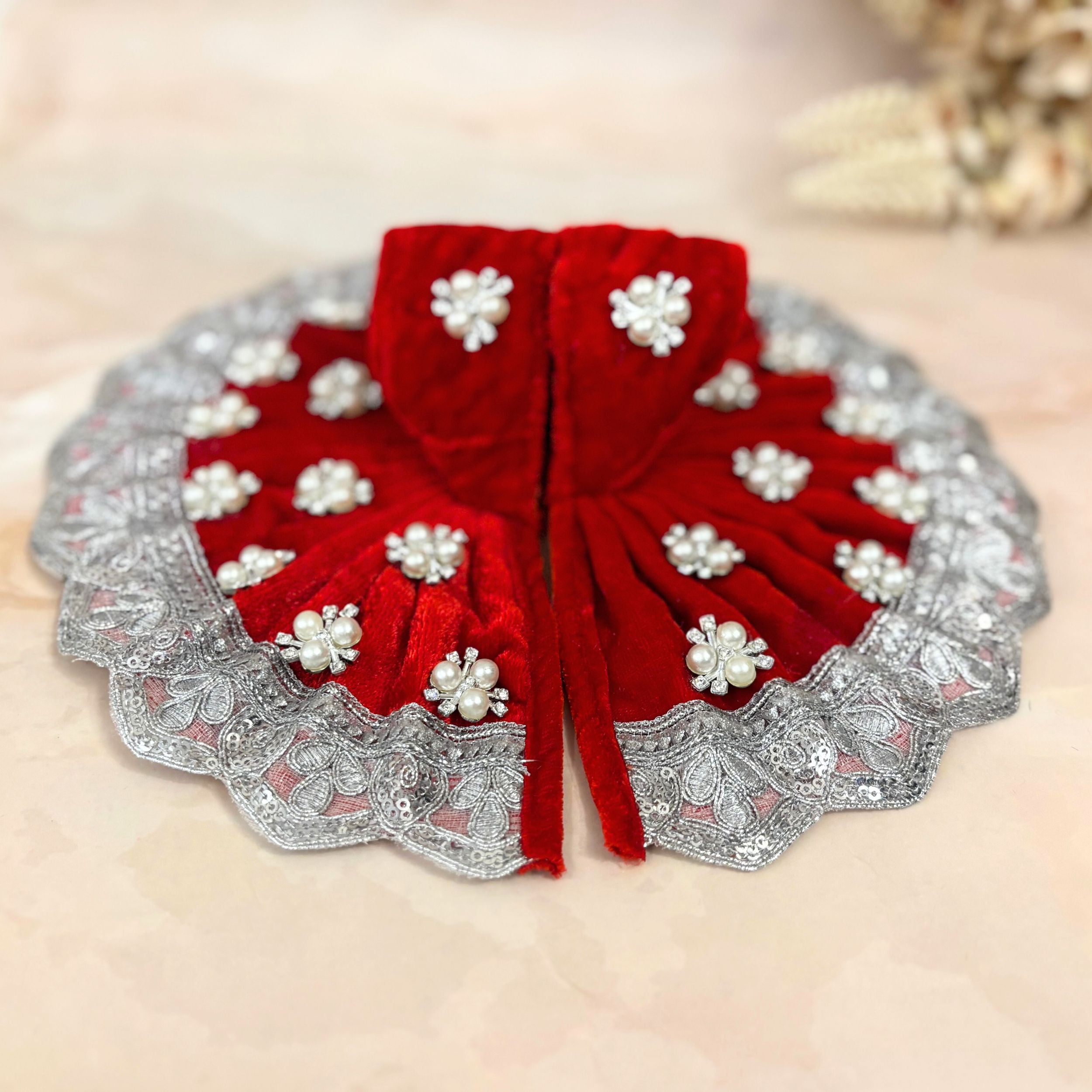 Handmade Maniratna Velvet Laddu Gopal Dress Combo – Set of 4 Designer Poshaks for Janmashtami | Fancy Bal Gopal & Kanha Ji Dresses