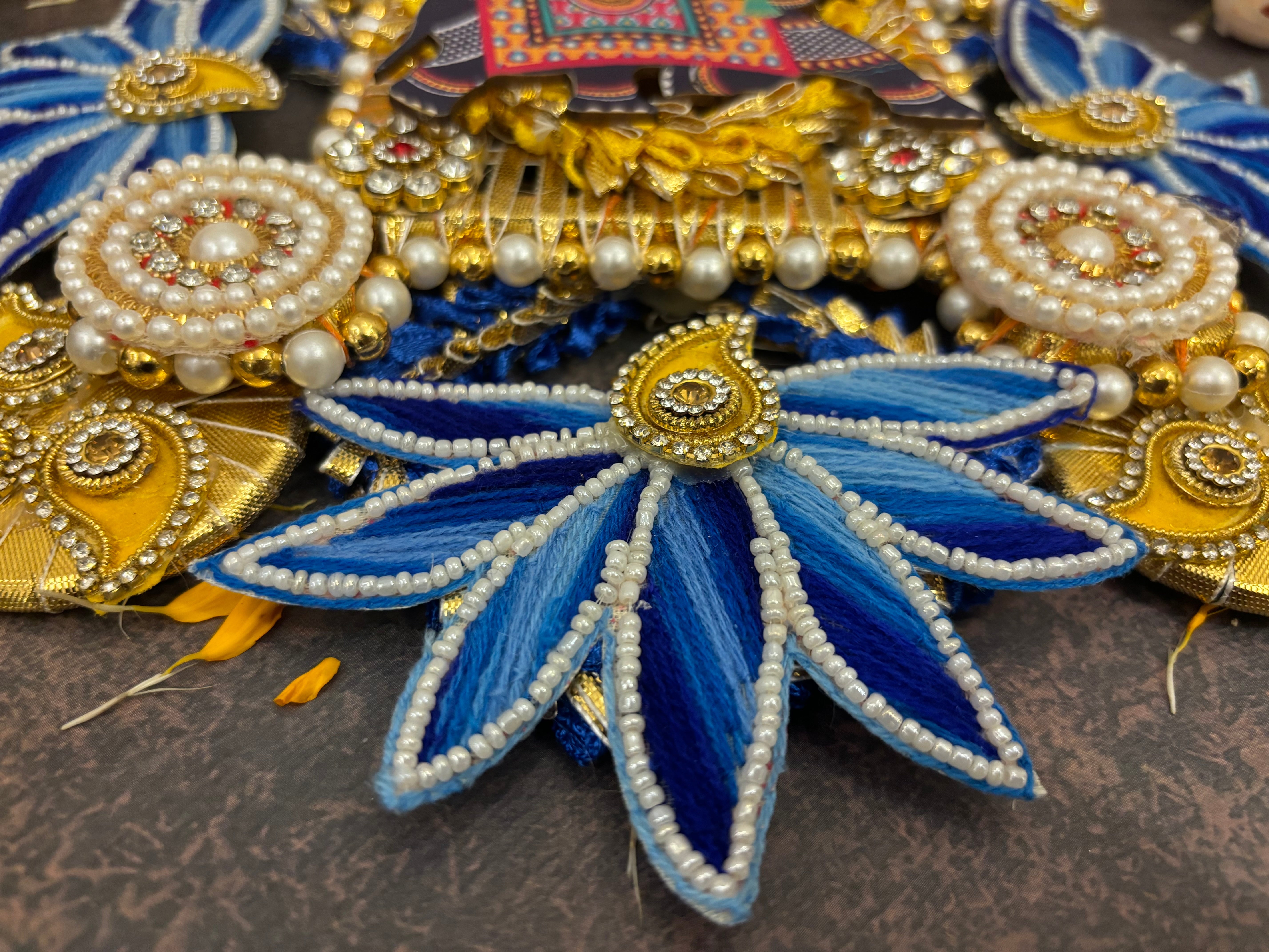 Handmade Ocean Lotus Rangoli Centre Decor Piece - Perfect for Janmashtami, Featuring Laddu Gopal Dress, Kanha Ji Poshak, and Bal Gopal Dress