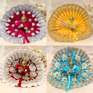 Divyaraga Handmade Velvet Laddu Gopal Dress Combo – Set of 4 Designer Poshaks for Janmashtami | Bal Gopal & Kanha Ji Fancy Dresses