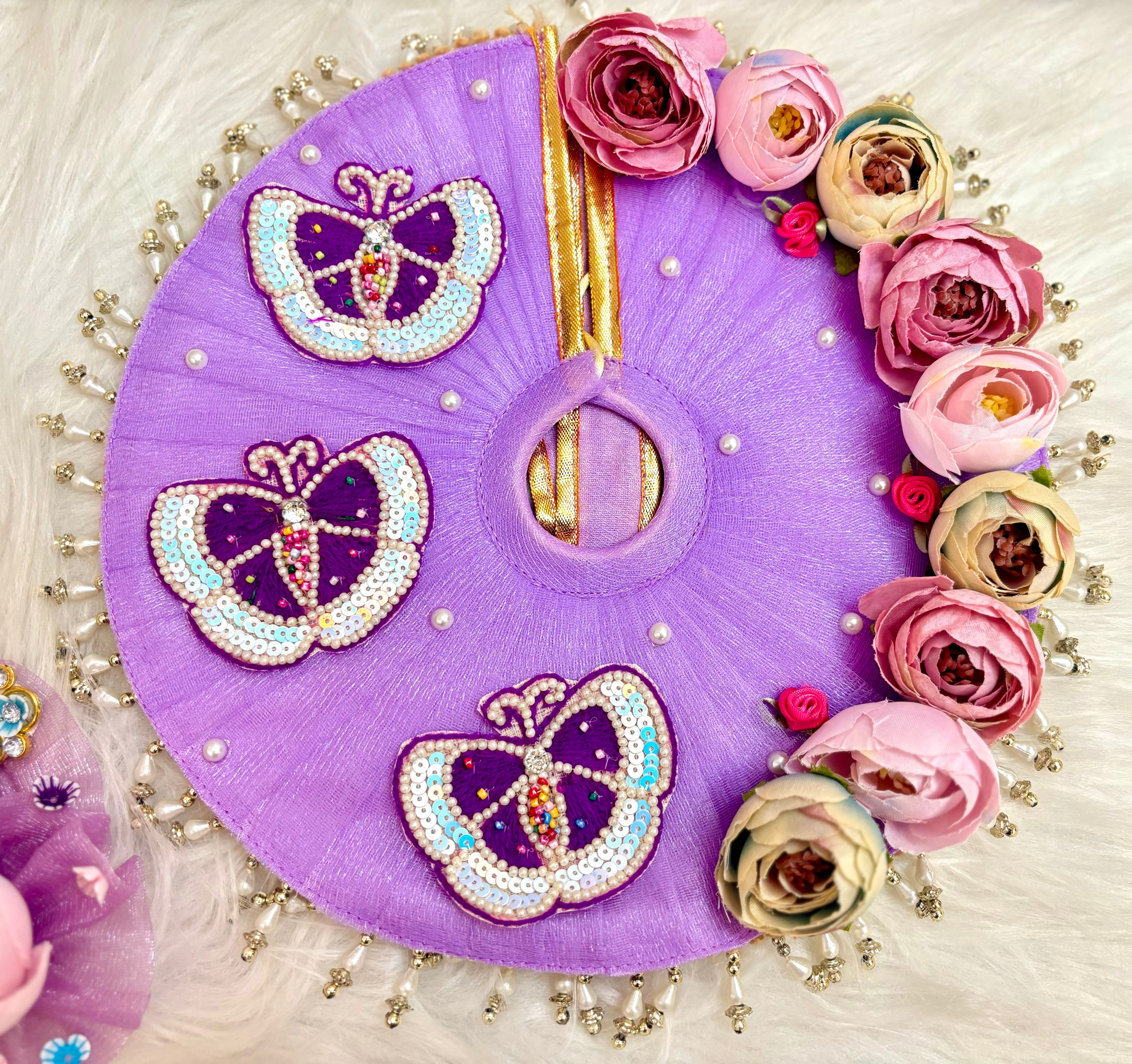 Handmade Purple Butterfly Laddu Gopal Dress - Designer Kanha Ji Poshak, Fancy Bal Gopal Dress for Janmashtami Celebrations
