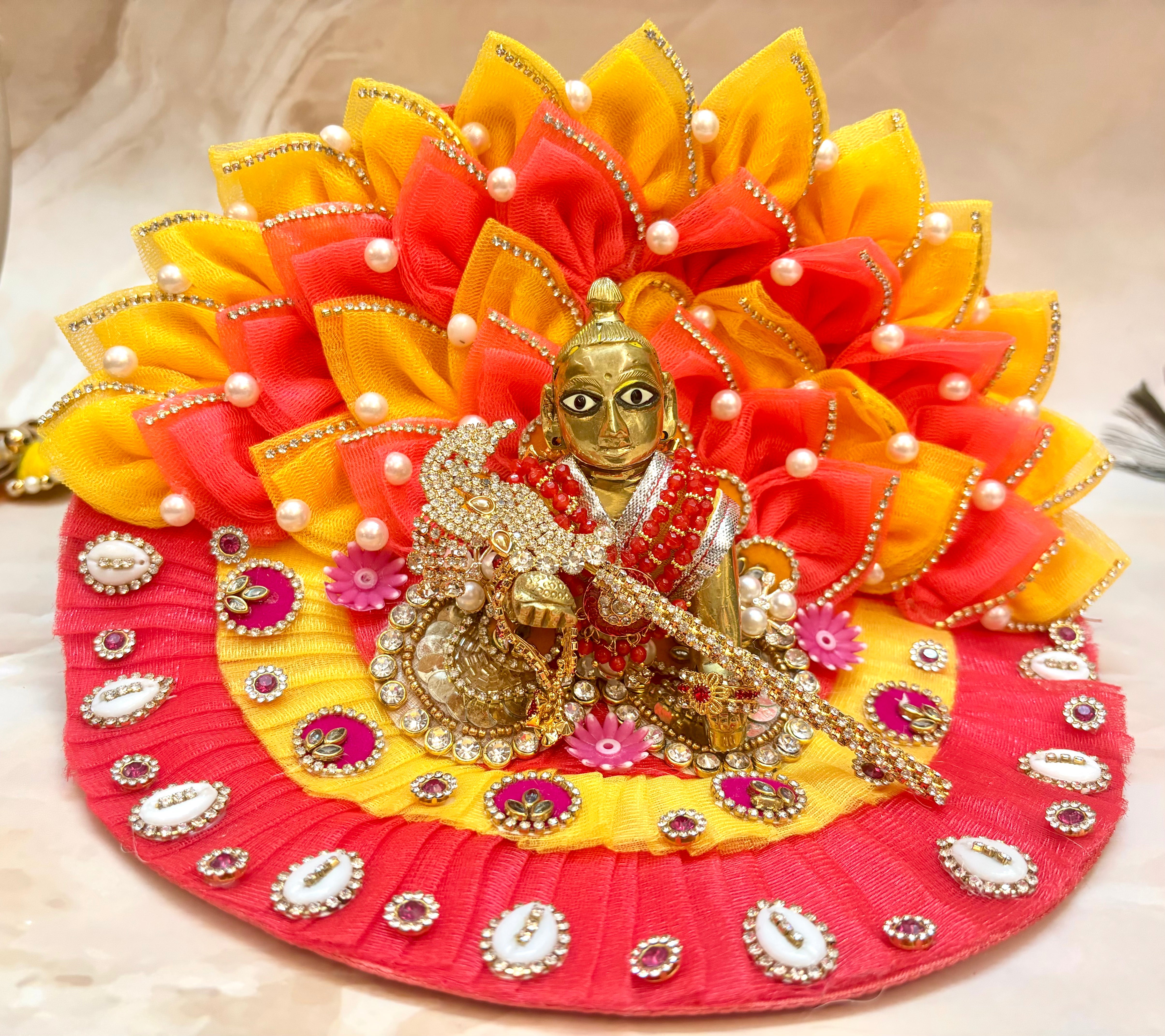 Handmade Sudarshan Laddu Gopal Dress - Designer Kanha Ji Poshak, Fancy Bal Gopal Dress for Janmashtami Celebrations, Krishna Ji Dress