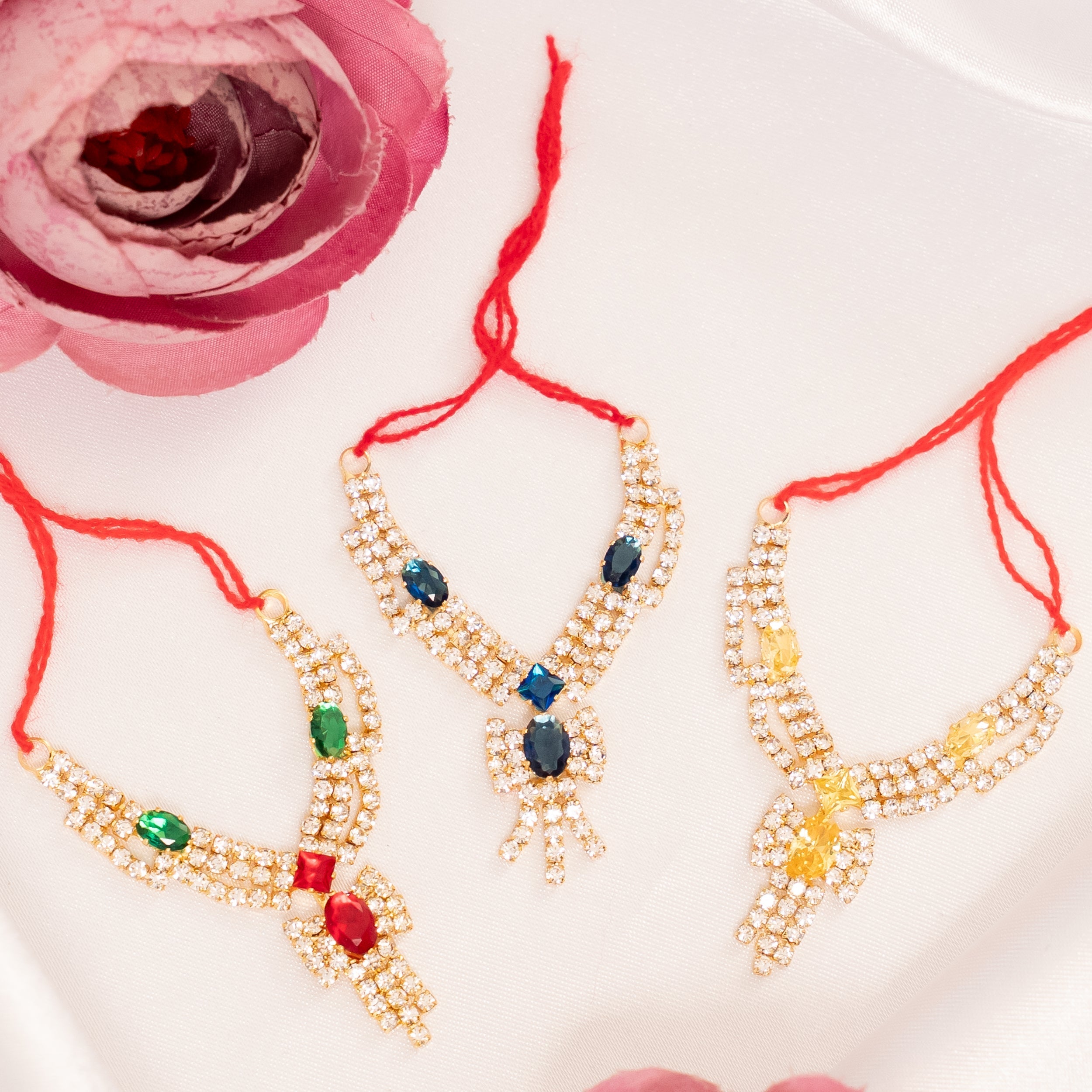 Handmade Ratna Shakti Necklace Set (Pack of 3) - Perfect for Laddu Gopal Dress, Kanha Ji Poshak, Bal Gopal Dress & Krishna Ji Dress for Janmashtami Festival
