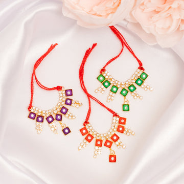 Shree Ratna Handmade Necklace Set (Pack of 3) - Perfect for Laddu Gopal Dress, Kanha Ji Poshak, Bal Gopal Dress & Krishna Ji Dress for Janmashtami Festival