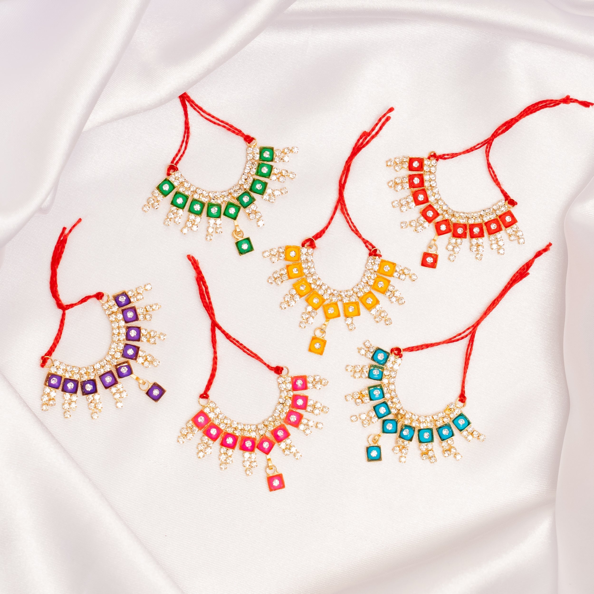 Handmade Navrang Ratna Necklace Set (Pack of 6) - Perfect for Laddu Gopal Dress, Kanha Ji Poshak, Bal Gopal Dress & Krishna Ji Dress for Janmashtami Festival
